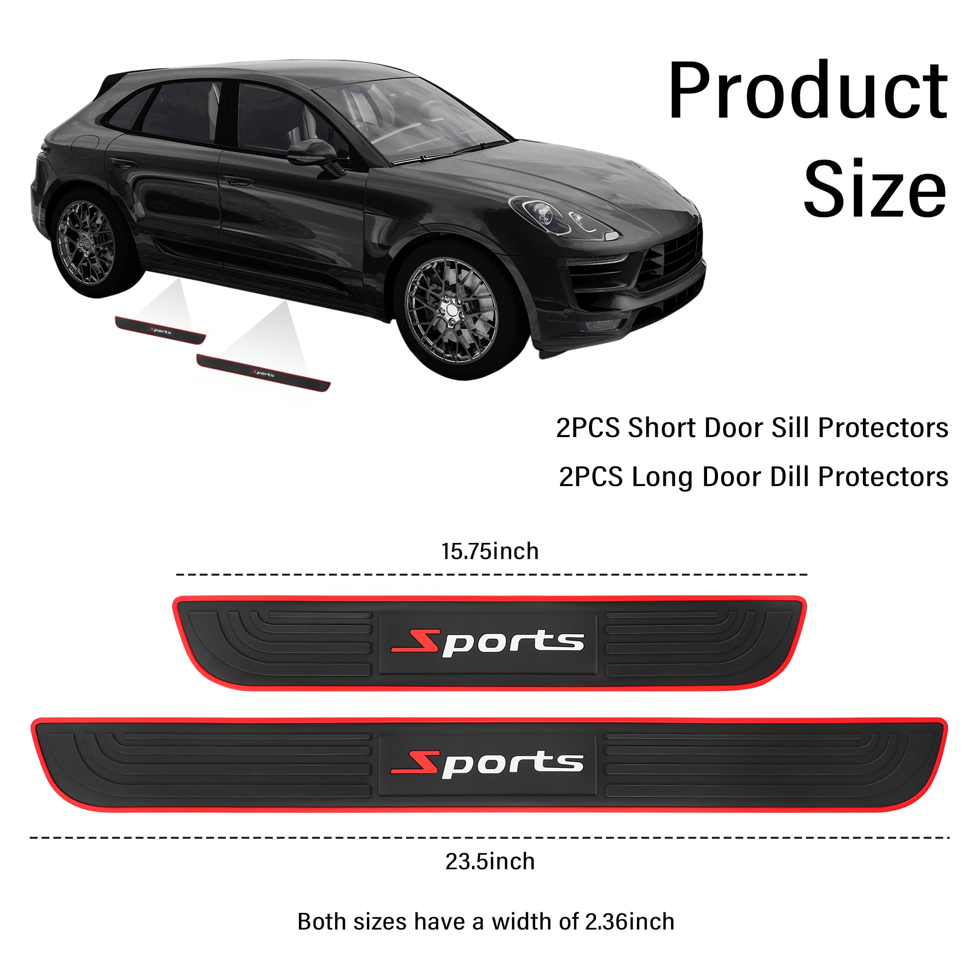 4PCS Car Door Sill Protector,Anti-Scratch Rubber Car Door Protector Edge Guards for Door Steps,Universal Automotive Exterior Acc