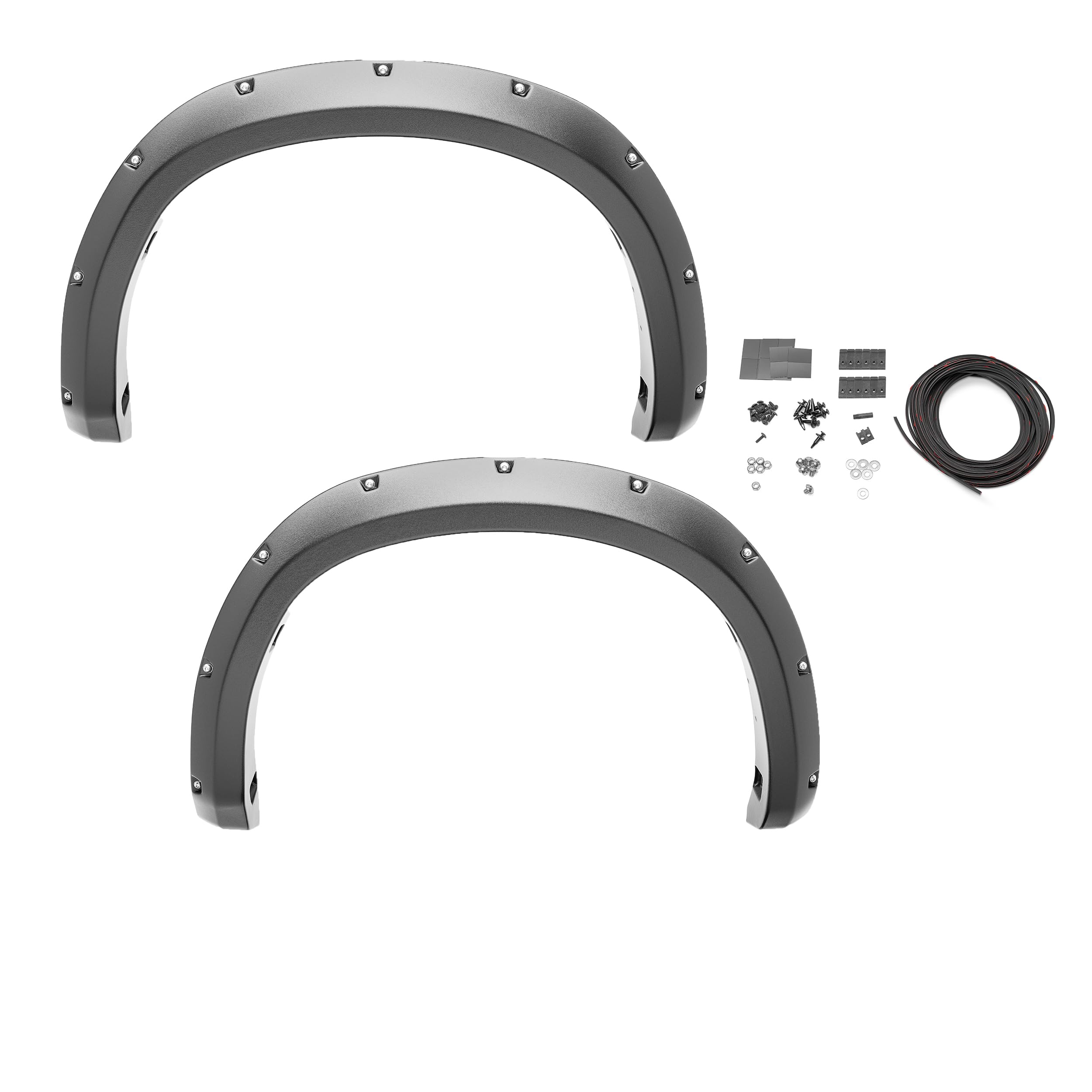 Bushwacker - Pocket/Rivet Style, Rear Fender Flares | Fits 2021-2025 Ford F-150 (Excludes Lightning), Black | 2-Pcs. 20134-02