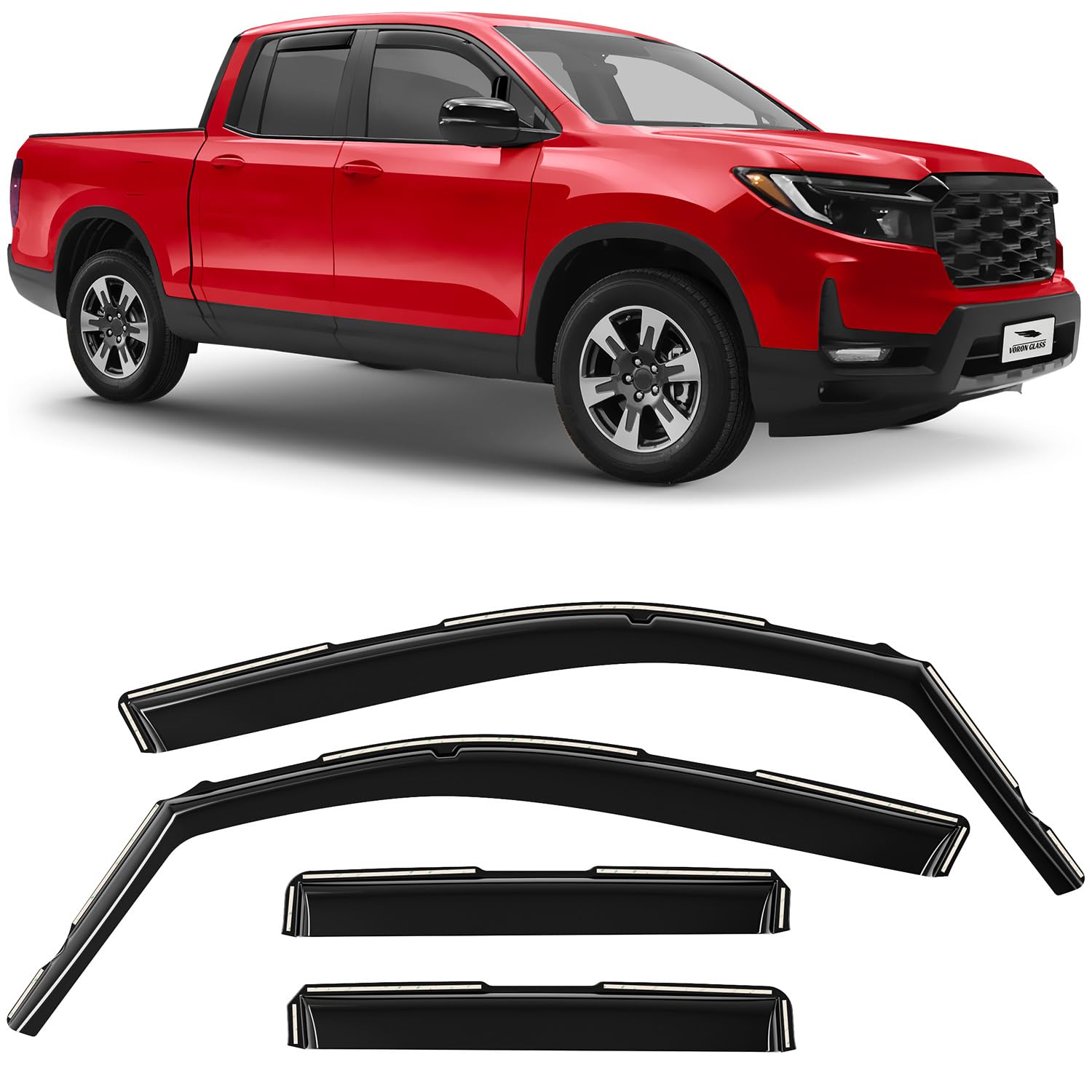Voron Glass In-Channel Extra Durable Rain Guards For Honda Ridgeline 2017-2025, Window Deflectors, Vent Window Visors, 4 Pieces