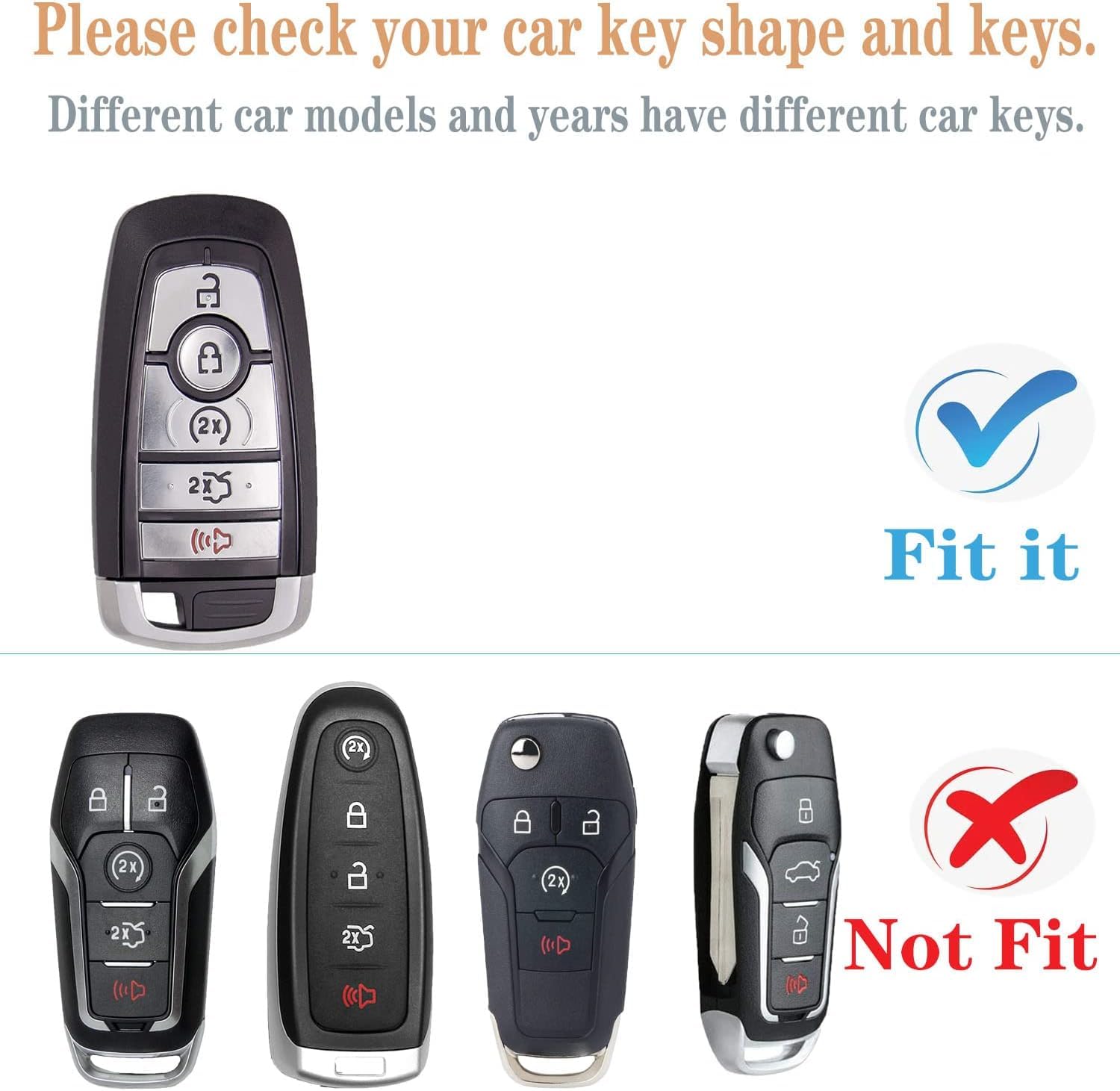 Kirsnda Key Fob Cover Case With Metal Keychain Compatible With Ford,Soft Tpu Key Case Fit Expedition For Mustang Fusion Ect, Sma