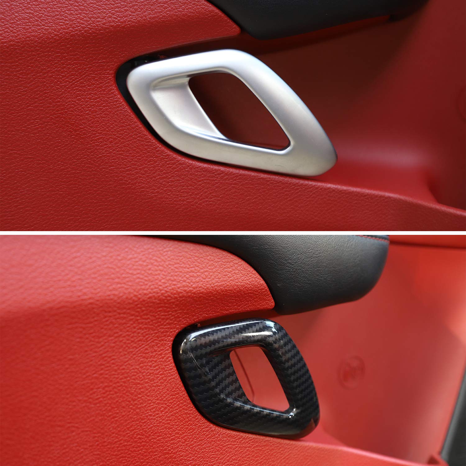 For Challenger Inner Door Handle Cover Trim Accessories For Dodge Challenger 2015-2023 (Carbon Fiber Black Style,Abs,2Pcs/Set)