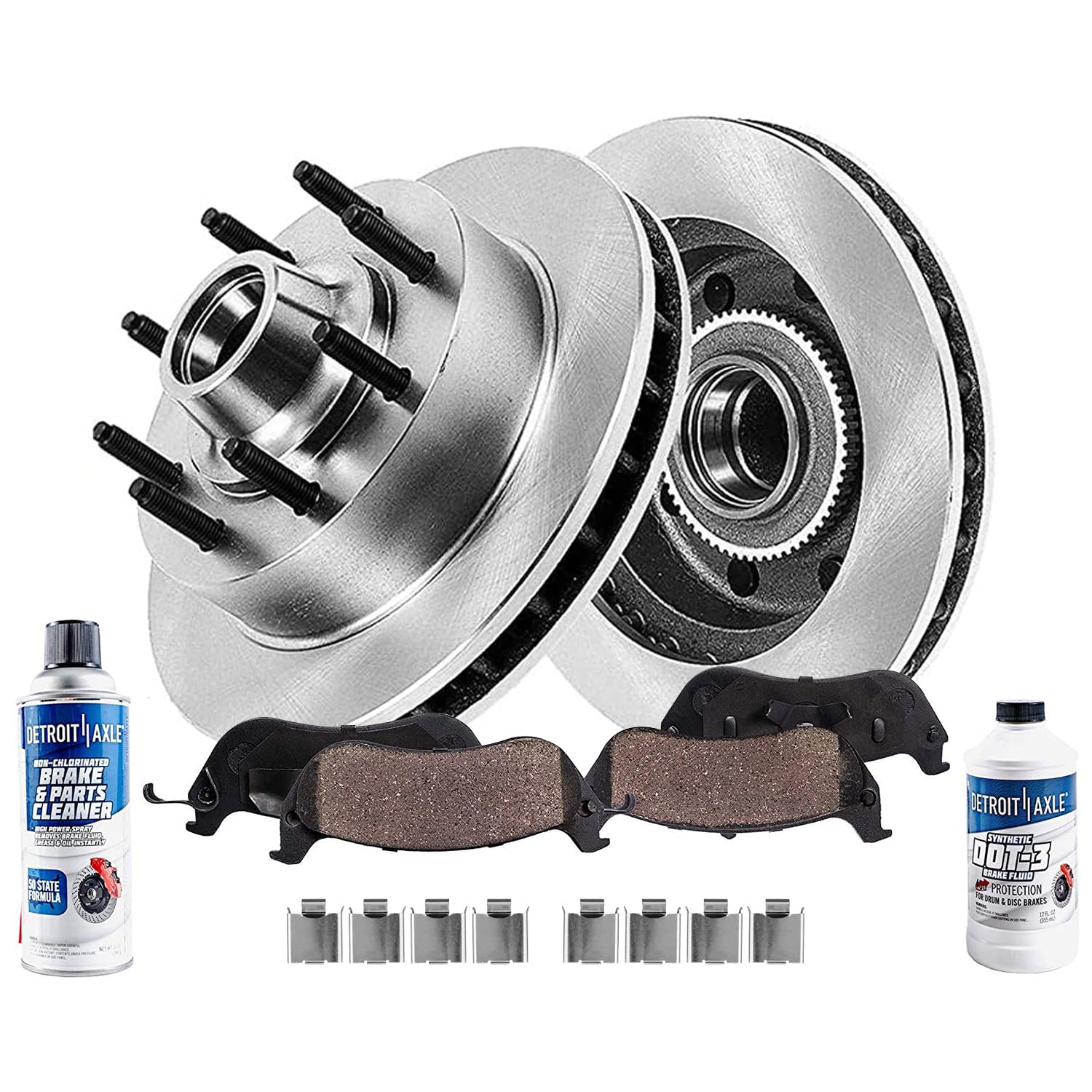 Detroit Axle - Front Brake Kit for 2008-2014 Ford E-150 E-250 E-450 Super Duty, 08-19/2021 E-350 Super Duty [w/Single Rear Wheel