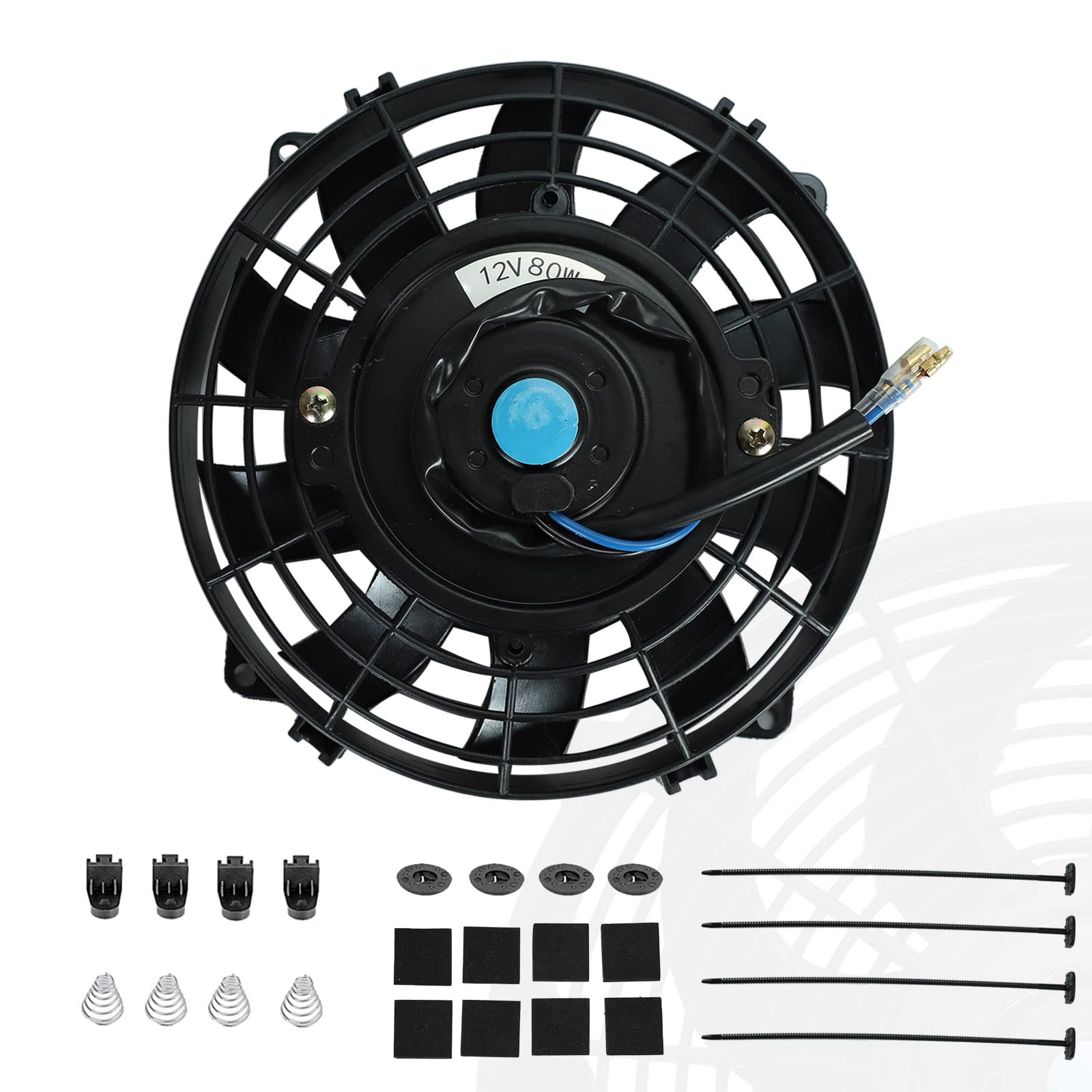 7'' Inch Universal Slim Fan Push Pull Electric Radiator Cooling 12V Mount Kit Black