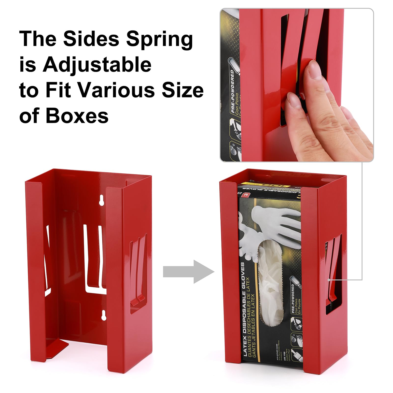 Mayouko Magnetic Dispenser Holder, Red Box Holder Wall Mount for Tissues, Disposal Gloves, Wipes, Tool Cart Accessory, 8LBS