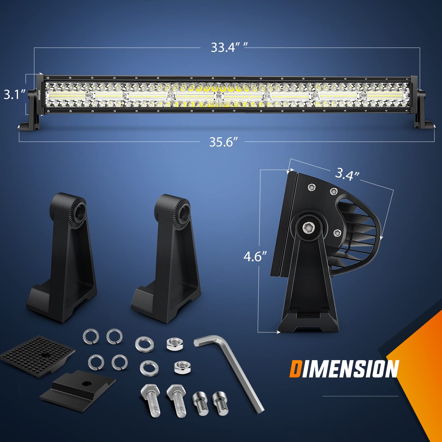 Nilight 33 Inch Led Light Bar 256 Chips 9860Lm Curved Triple Row Spot Flood Combo High Power Driving Lights Off Road Lighting Fo