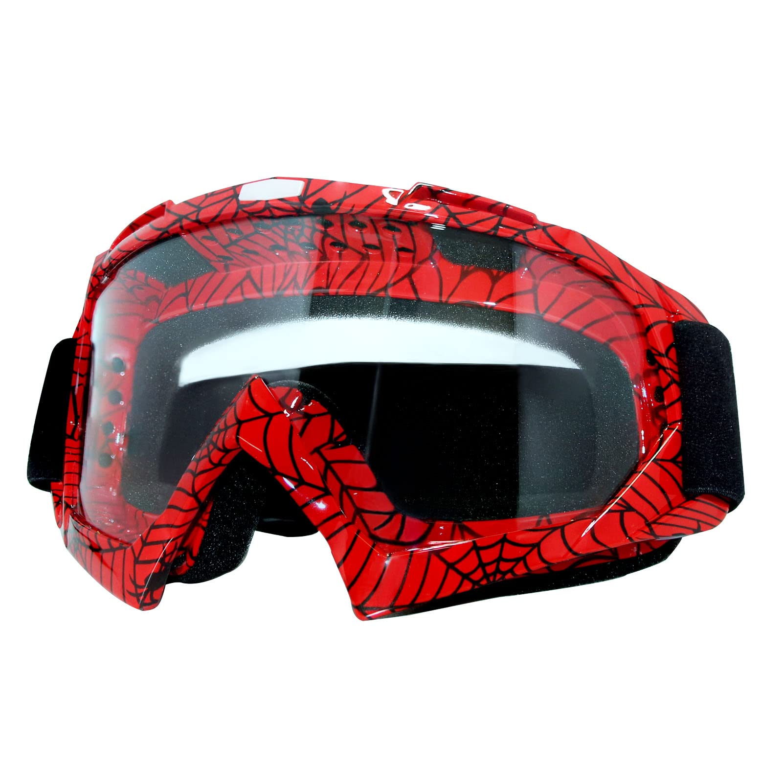 Spider Red Frame Clear Lens Otg Offroad Motocross Riding Goggles For Adults Men Women Youth Kids