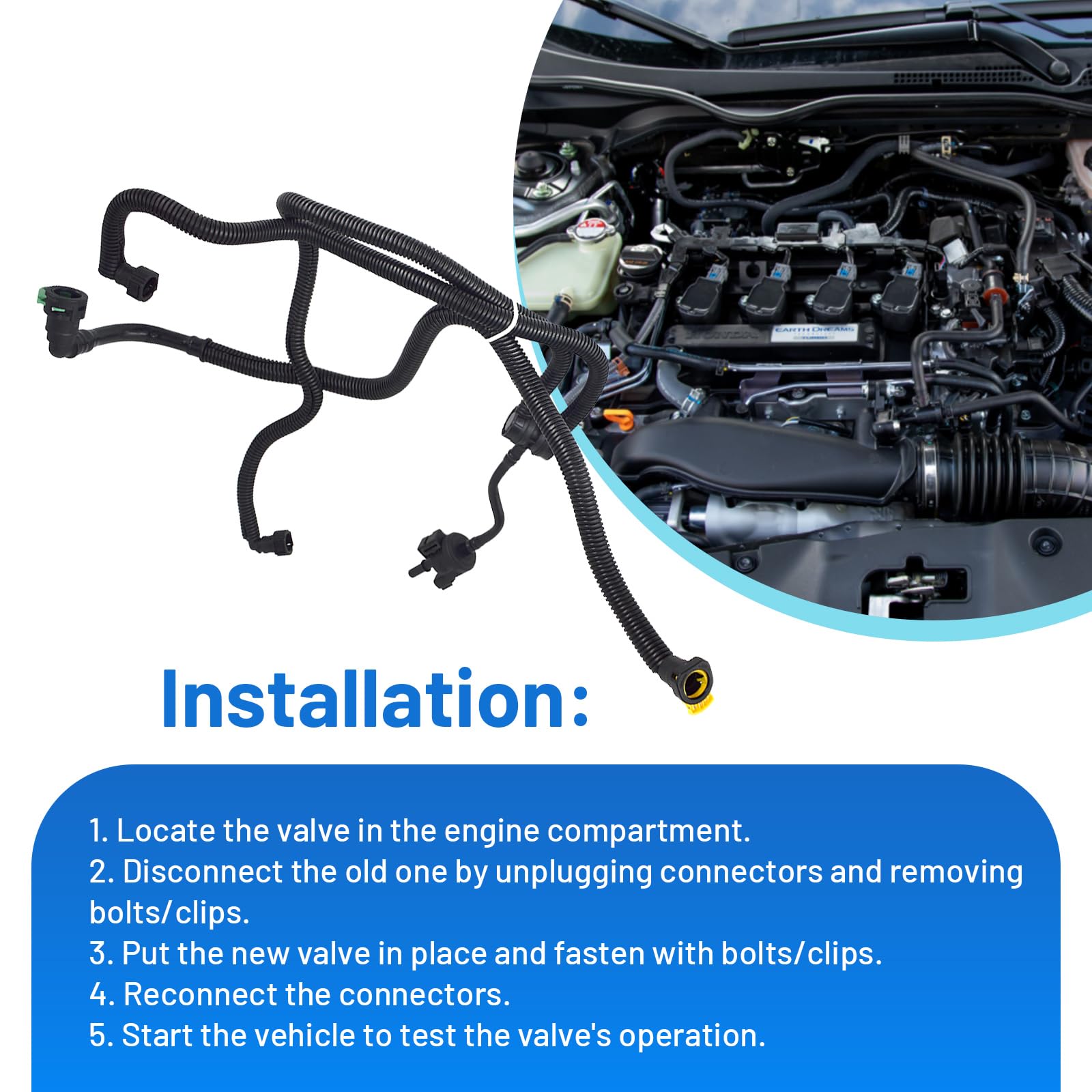 Automkt Vapor Canister Purge Valve for Ford Edge, Lincoln MKX/MKZ/Nautilus, Metal Alloy, Black, Model AUTOLX-186