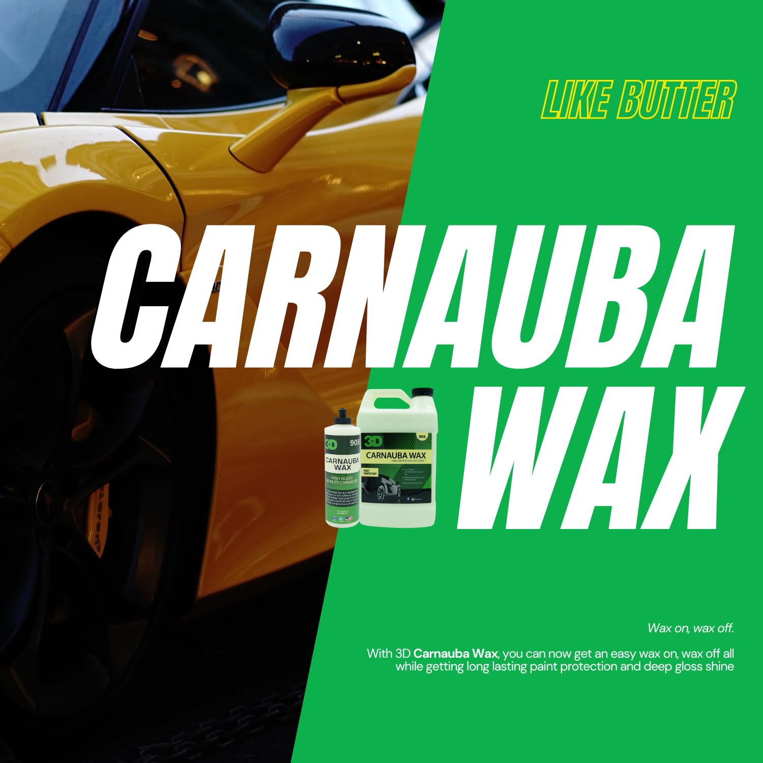 3D 3D Carnauba Wax - High Gloss Liquid Wax for Cars, RVs, Boats - 16oz - Long Lasting UV Protection