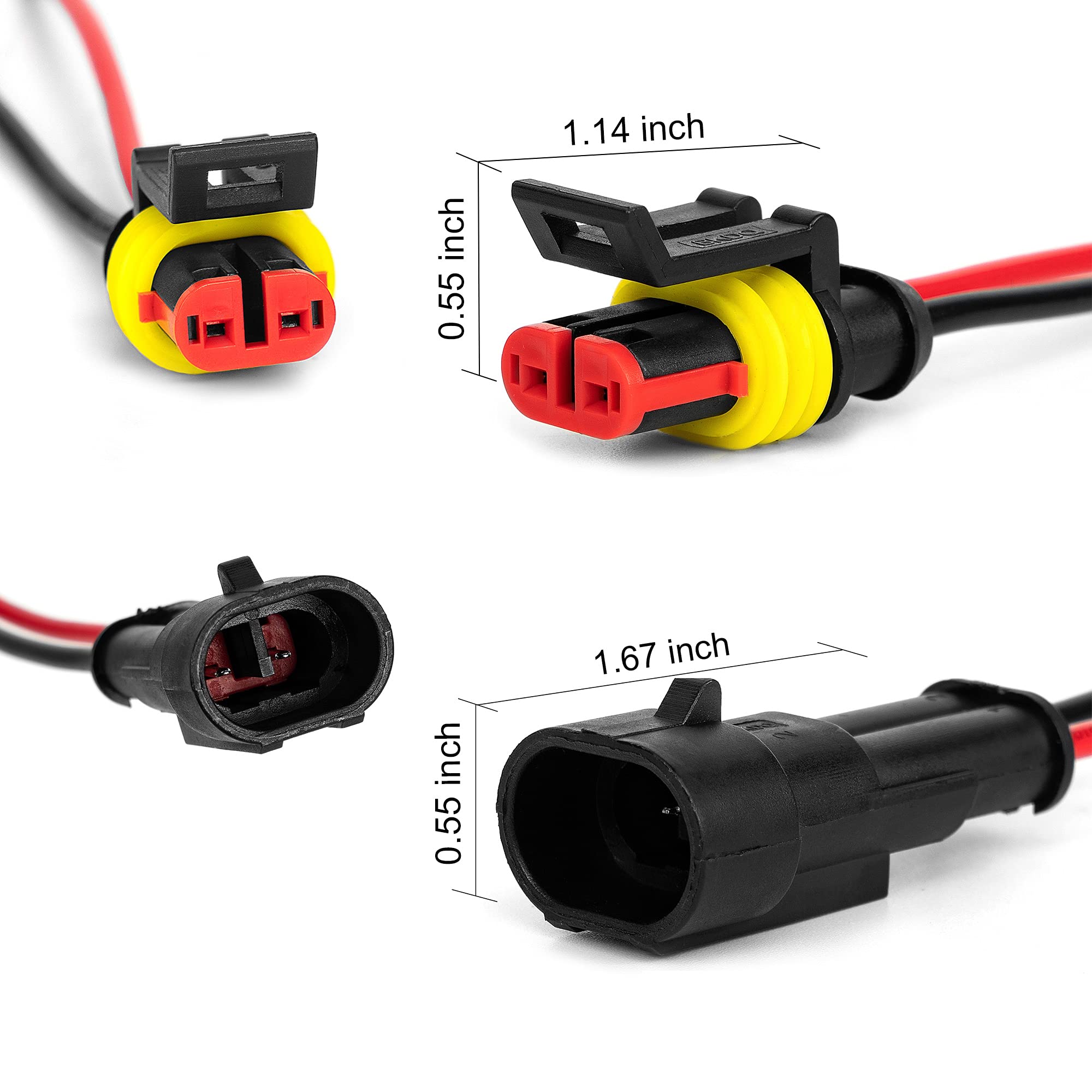 12 Kit 2 Pin Connector Waterproof Connector 16 Awg Male And Female Way Connector 2 Wire Quick Disconnect Connector For Car Truck Motorcycle Boat