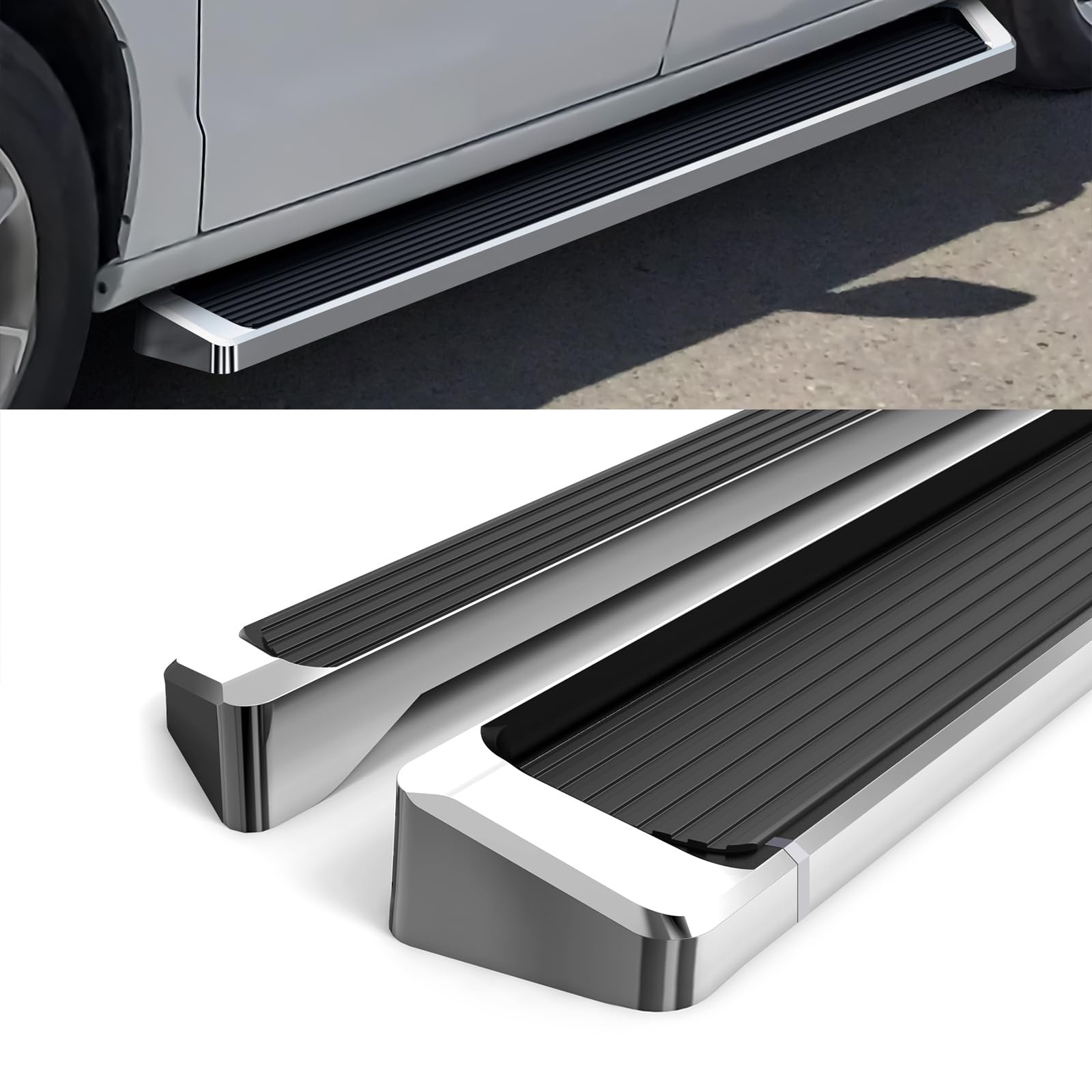 Hd Ridez Running Board 6' Silver Compatible With Dodge Grand Caravan 2011-2020 & Chrysler Town Country 2011-2016 (Nerf Bar Side Steps Side Bars)
