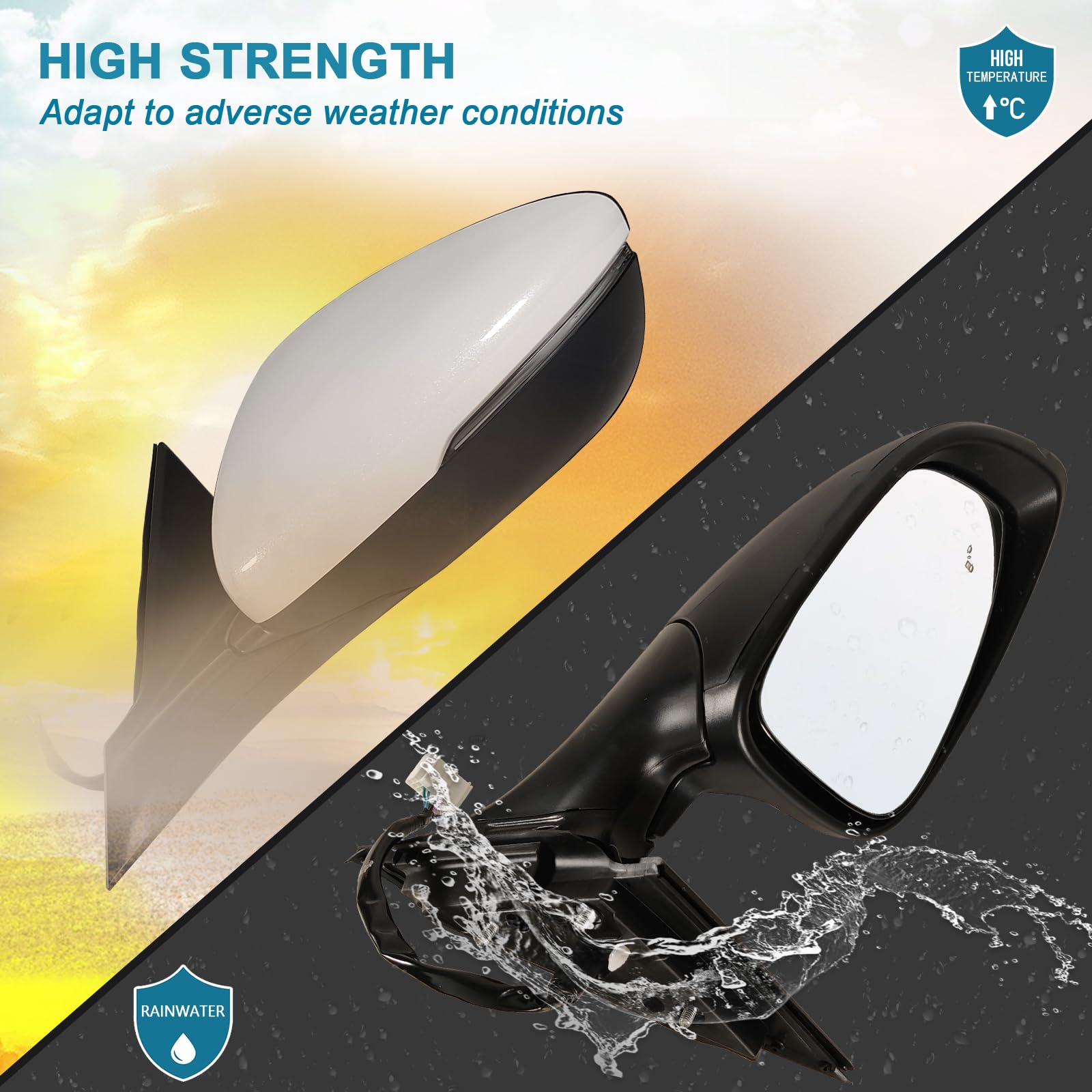Lqito Left Driver Side Mirror for 2018-2022 Honda Accord, Power Glass, Heated, Blind Spot Detection, Turn Signal, Platinum White Pearl, 8Pins