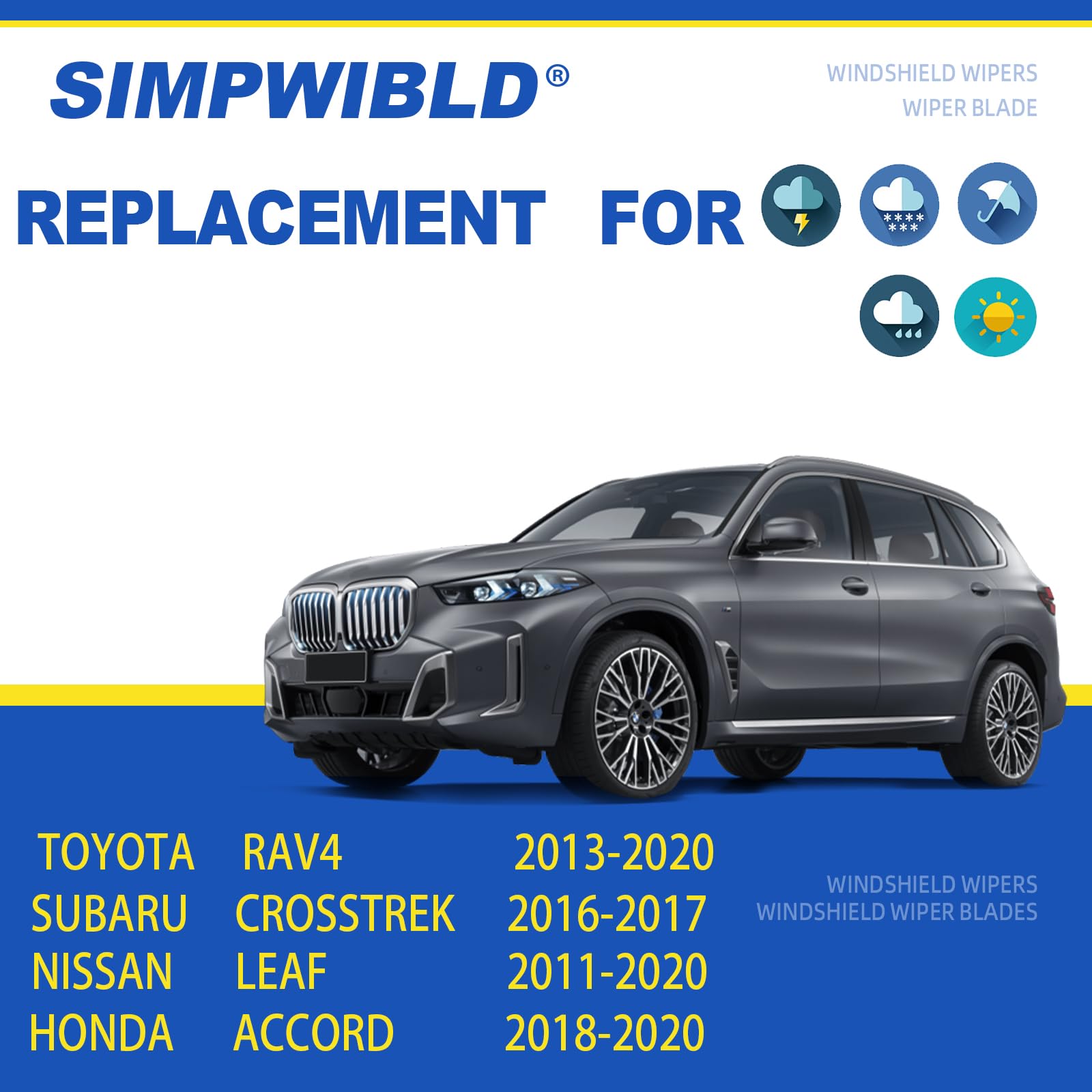Simpwibld Wiper Blades,Premium All-Seasons Durable Stable And Quiet Oem Quality J Hook Front Windshield Wipers 26'+16' (Set Of 2)