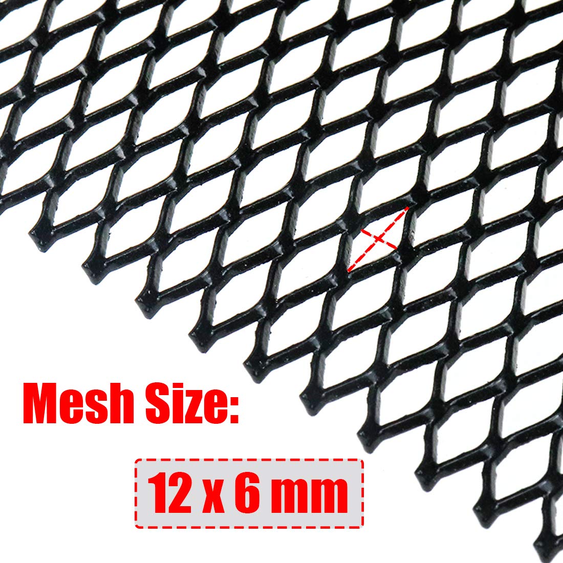 Modengzhe 40 X 13 Inch Car Grill Mesh Sheet, Black Painted Aluminum Alloy Multifunctional Grille Mesh Roll, 6 X 12 Mm Hexagon-Sh