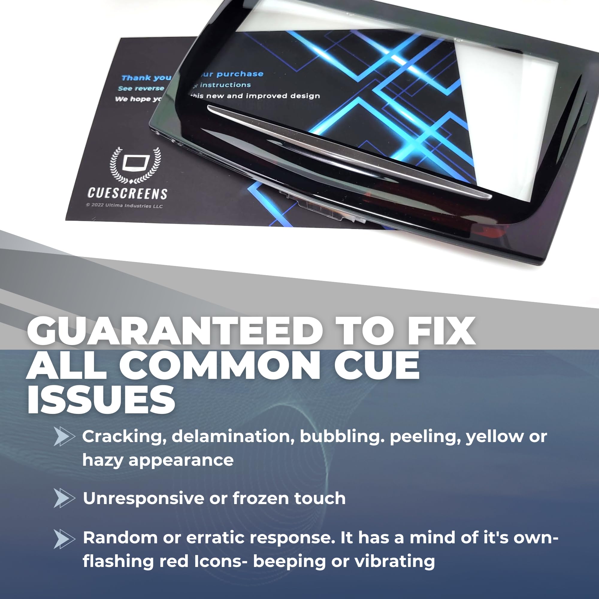 Ultima Industries Cadillac CUE Touch Screen Replacement - Ultra Responsive, OEM Fit for 2013–2020 Models, Includes Tool Kit & Installation Guide