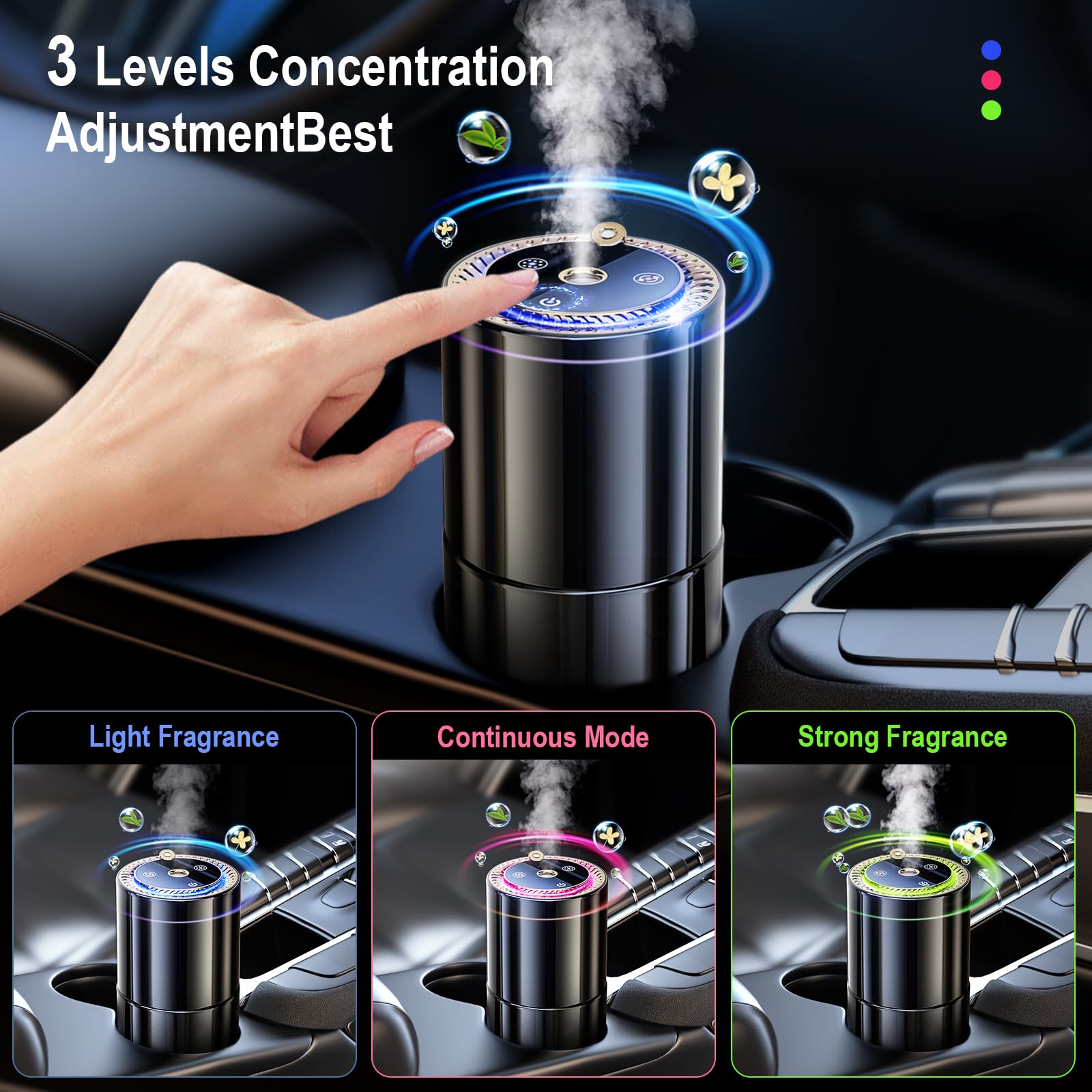 Smart Car Air Freshener,150ML Natural Fragrance Scents Air Freshener with Star Projector,300 Days Long Lasting, Car Essential Oi
