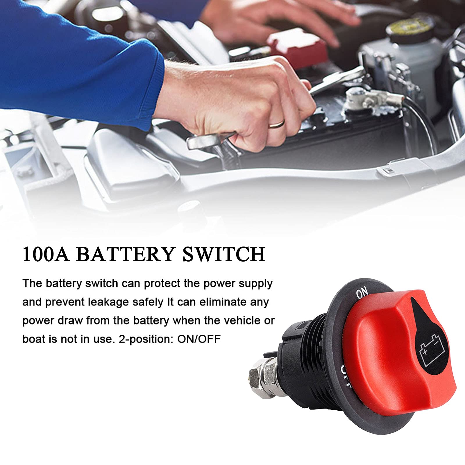 Battery Disconnect Switch 12-48 V Battery Master Cut Shut Off Isolator Switch Max. 32V DC 100A Cont 150A INT ON-Off Power Batter
