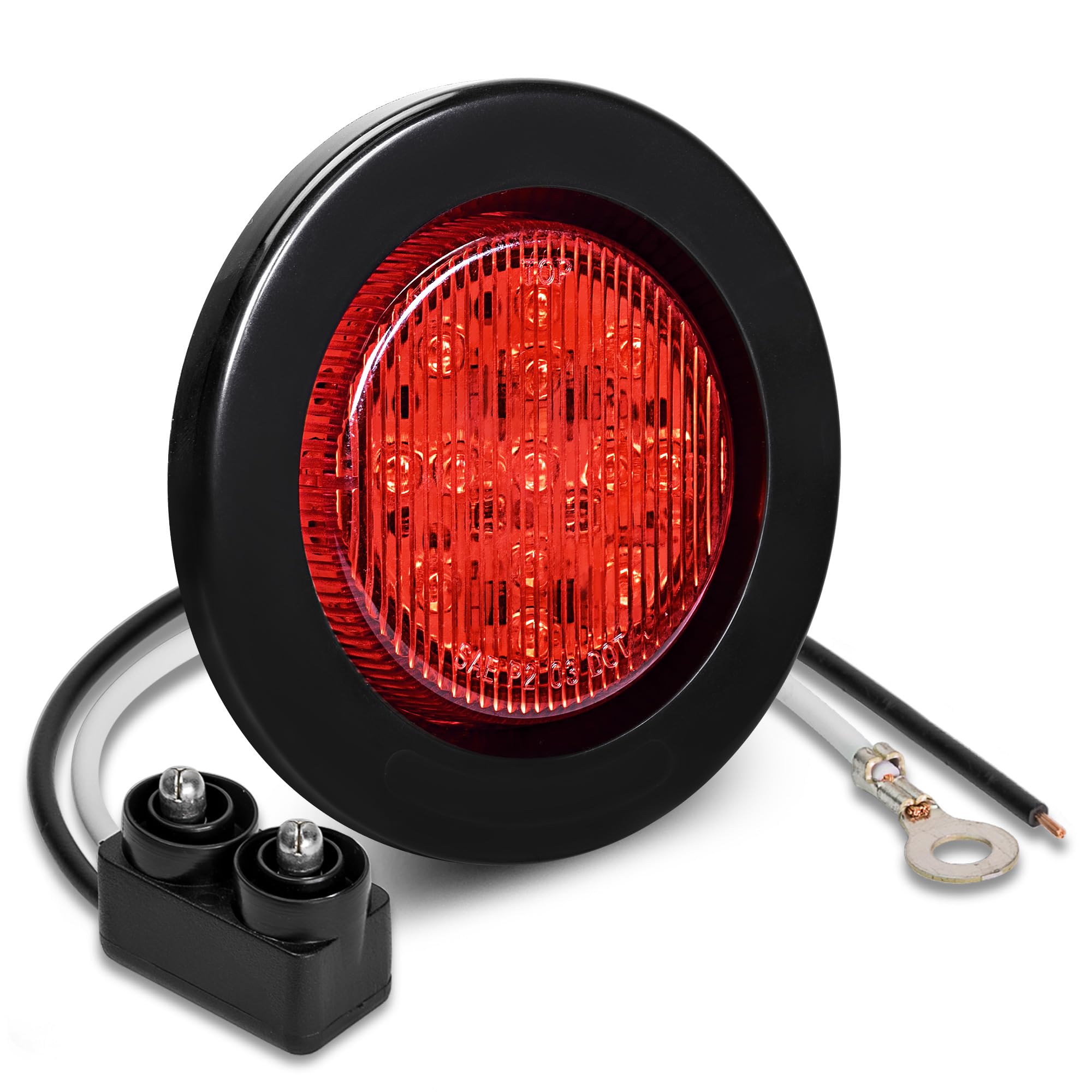 True Mods 2.5'' 12V Red Round 13 Led Light [2 In 1 Reflector] [Polycarbonate] [Dot Approved] [Grommet & Plugs] [2 Year Warranty]