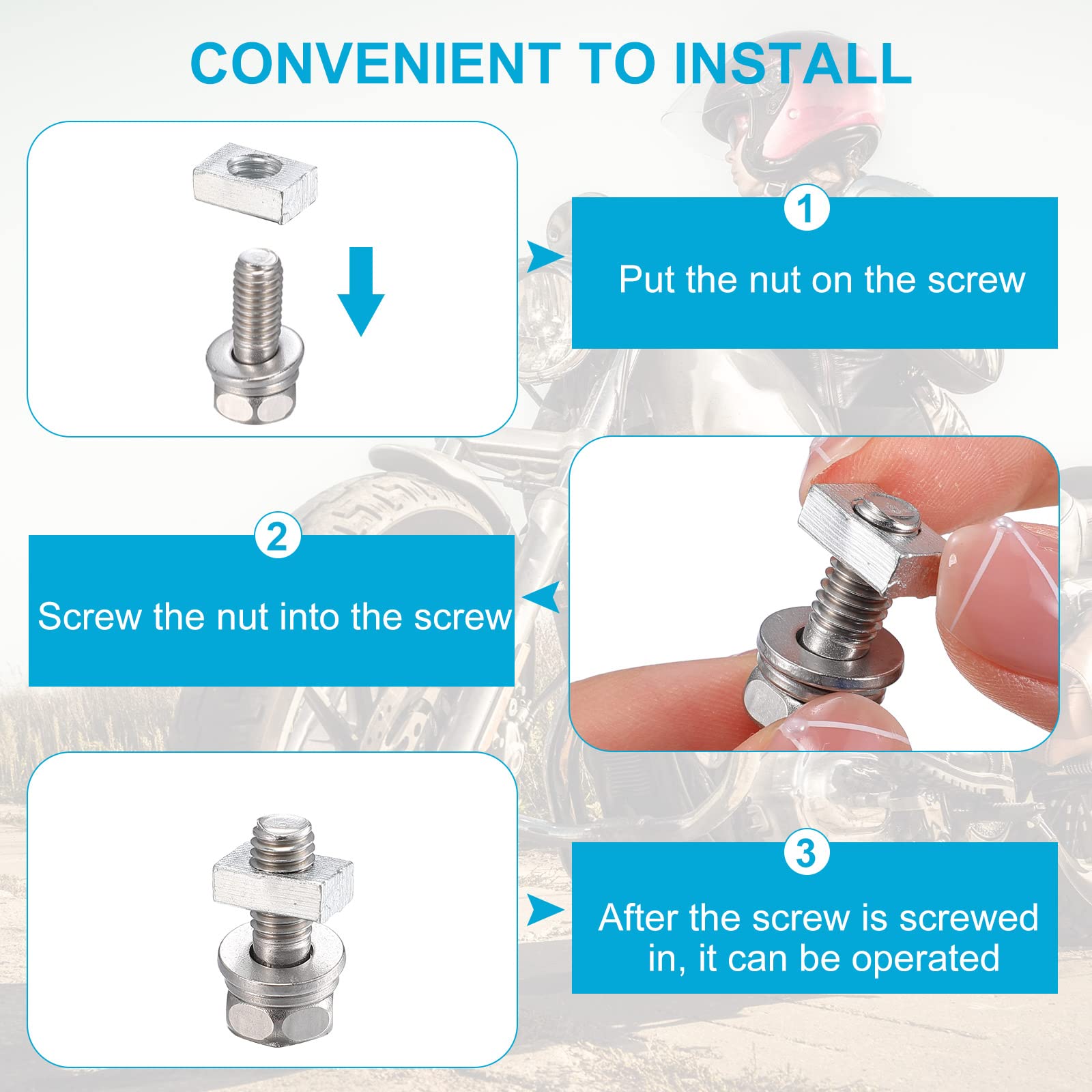 48 Pack Motorcycle Battery Terminal Bolt Square Nut Kit M6 X 16Mm Motorcycle Battery Bolts Battery Terminal Nuts Stainless Steel