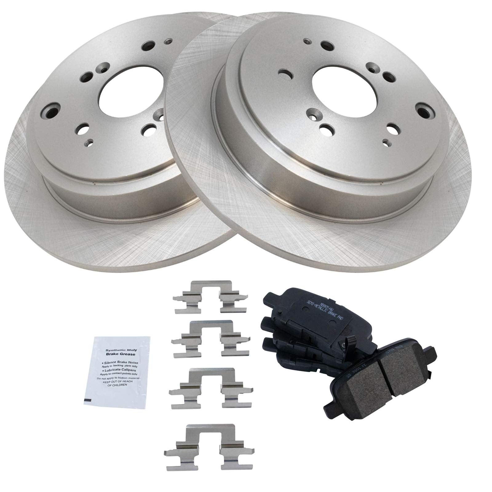 Trq Rear Brake Pad & Rotor Kit Brake Pads Brake Rotor Semi-Metallic Compatible With 2001-2006 Acura Mdx 2003-2008 Honda Pilot