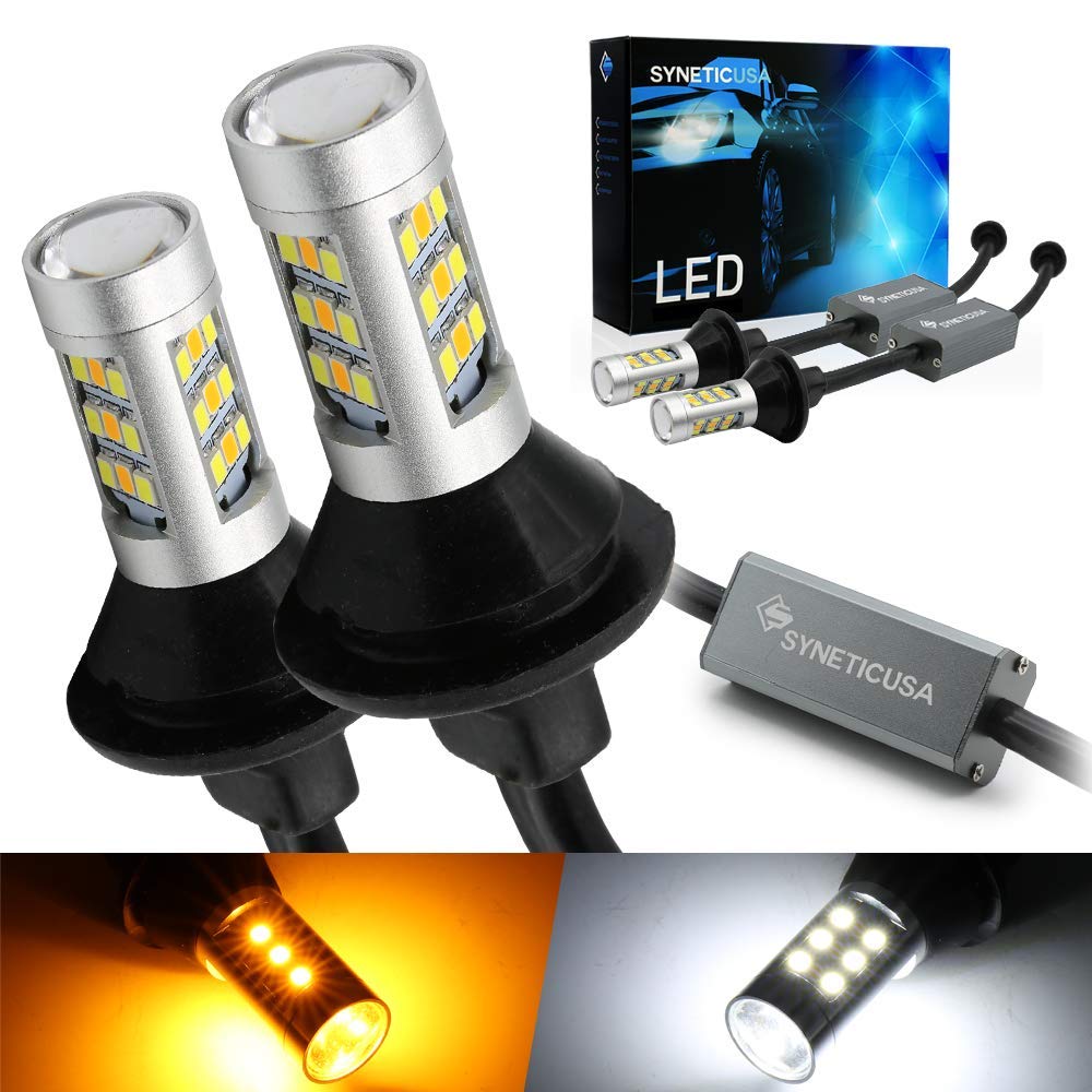 Syneticusa 3157 Error Free Canbus Ready Dual Color Switchback Led Turn Signal Light Bulbs Drl Parking Lamp No Hyper Flash All In One