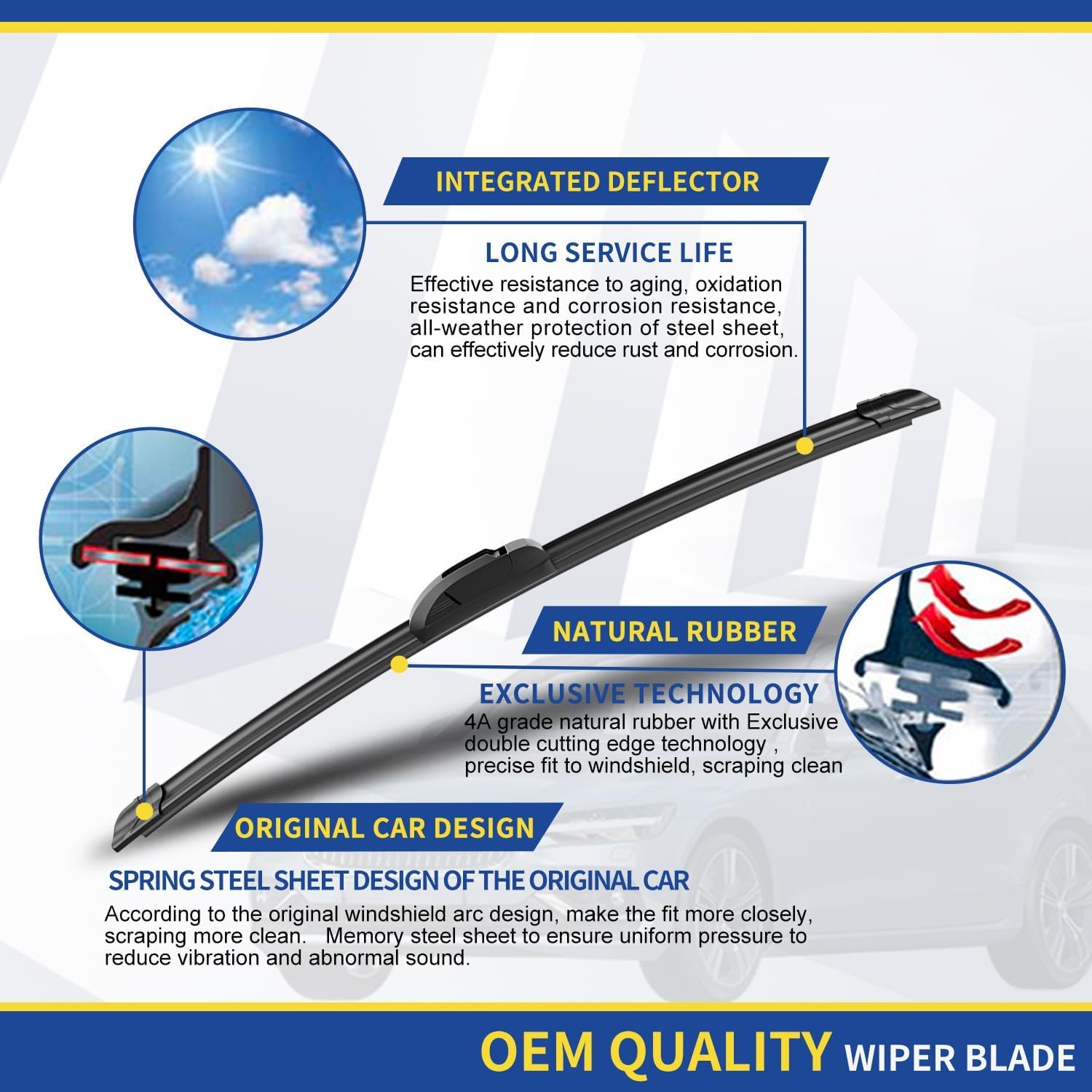 3 Wipers Replacement For Infiniti Qx50 2019 2020 2021 Original Equipment Windshield Wiper Blades Set 26''+18''+12'' (Set Of 3) U