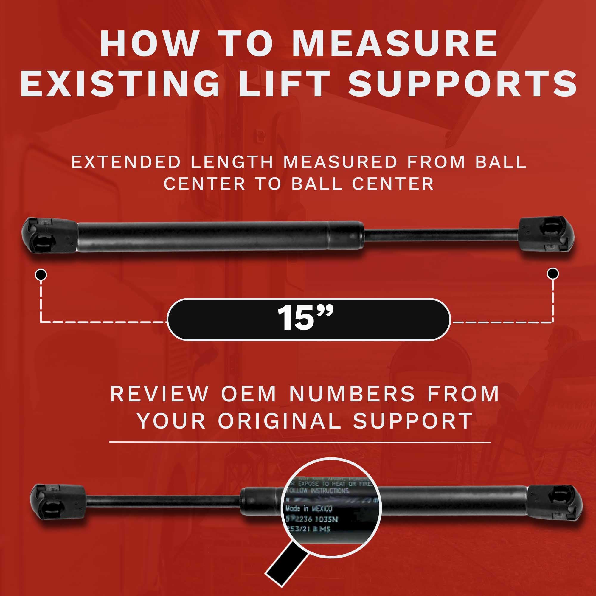 Lift Supports Depot Qty (2) 10Mm Nylon End Lift Supports 15 Inch Extended X 60Lbs Shocks Struts