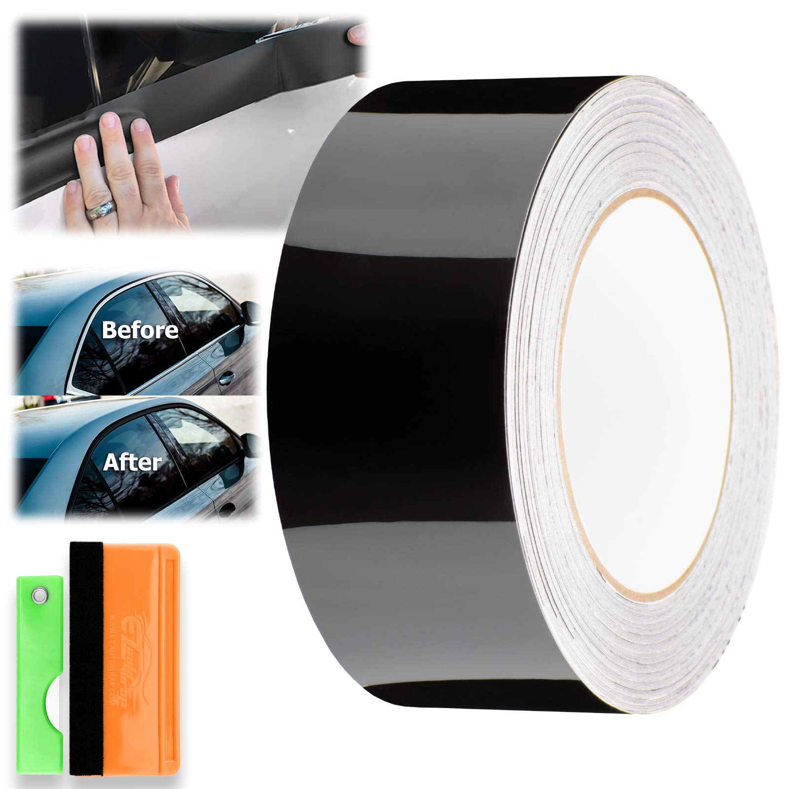Free Tool Kit Gloss Black Vinyl Wrap Kit For Black Out Chrome Delete Window Trim Door Trim 2' X100Ft