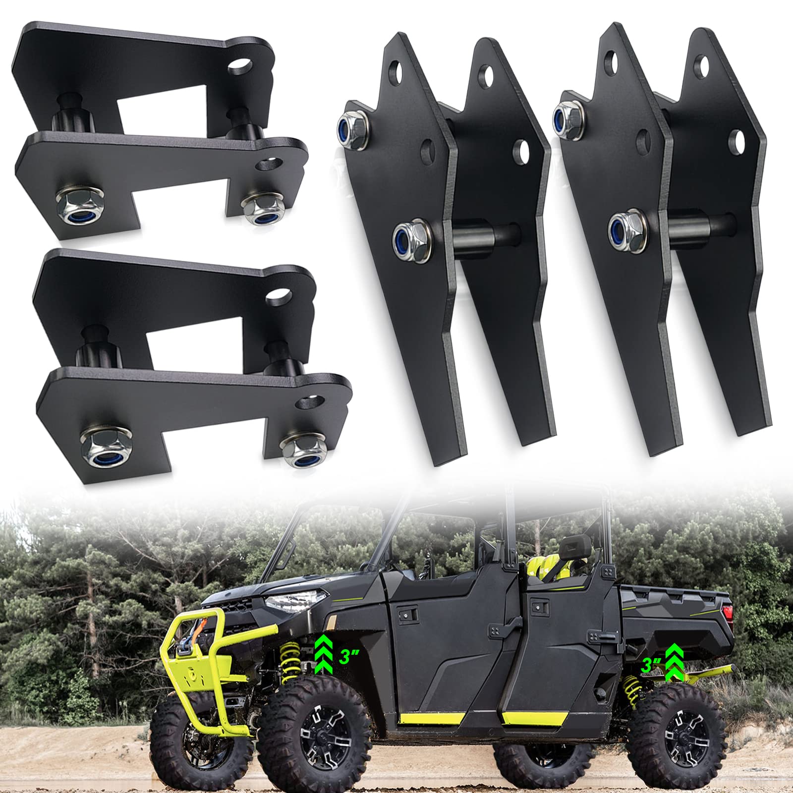UTV Ranger Lift Kit - StarknightMT 3'' Ranger Front & Rear Bracket Lift Kit Compatible with Polaris Ranger 570 Fullsize/XP 570/X