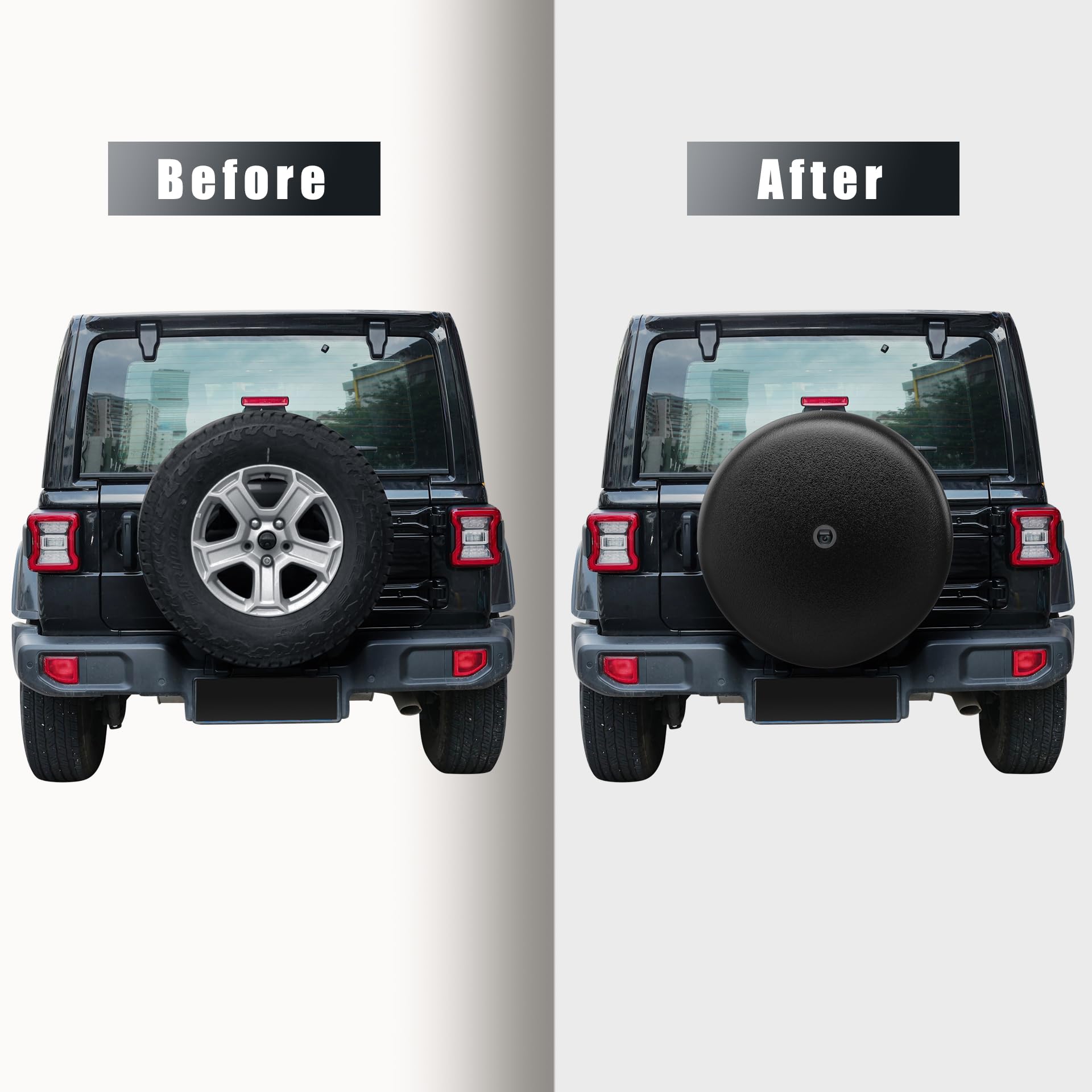 MOONET Tire Cover for Jeep Wrangler JL (2018-2025) - Black, 32" for 245/75R17, 255/75R17, 255/70