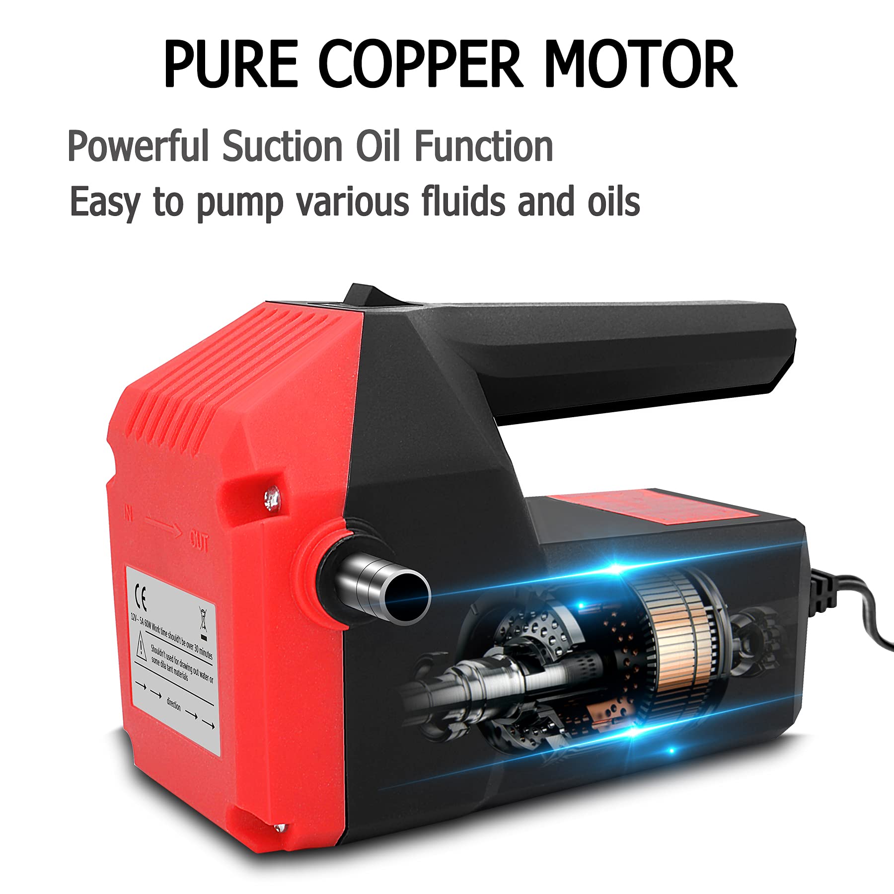 Oil Transfer Pump Extractor, Electric Oil Pump Fast Oil Change Transmission Fluid Extractor Pump, 12v 60w Diesel Fluid Scavenge