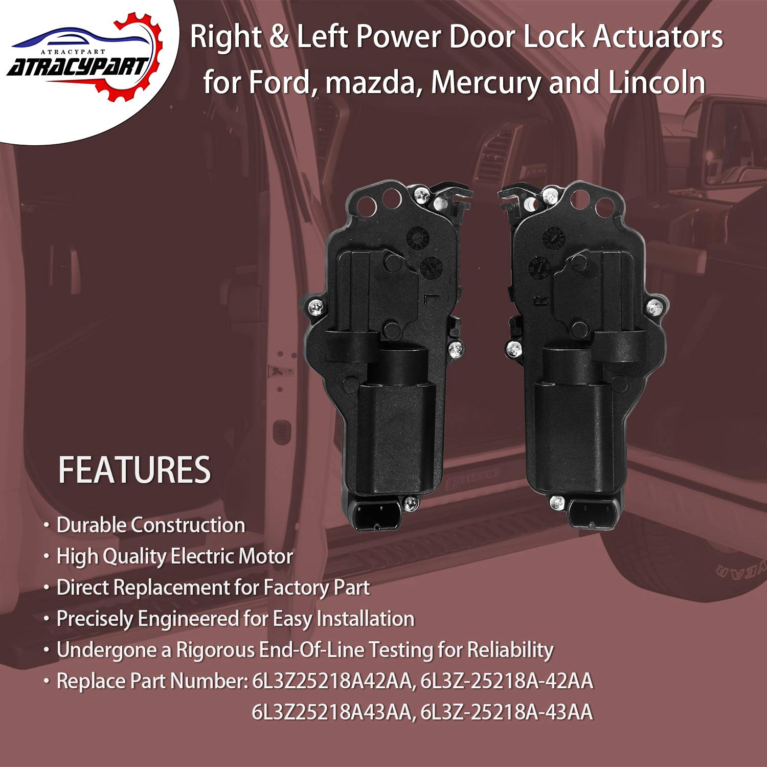 Power Door Lock Actuators Kit Left & Right Side | for Ford F150 F250 F350 F450 Excursion Expedition Mustang & More | Replaces# 6