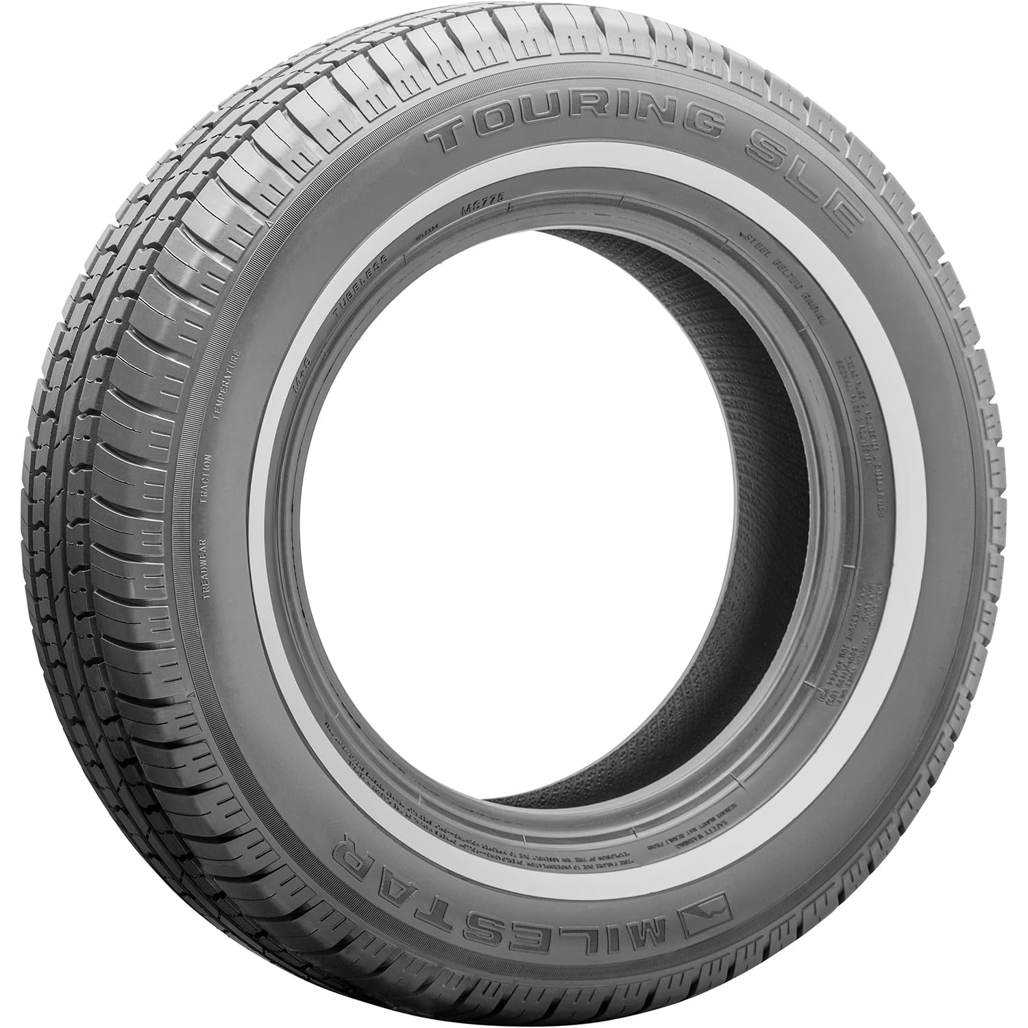 Milestar MS775 All-Season Tire - P155/80R13, White Wall, Synthetic Rubber, Model 24160016
