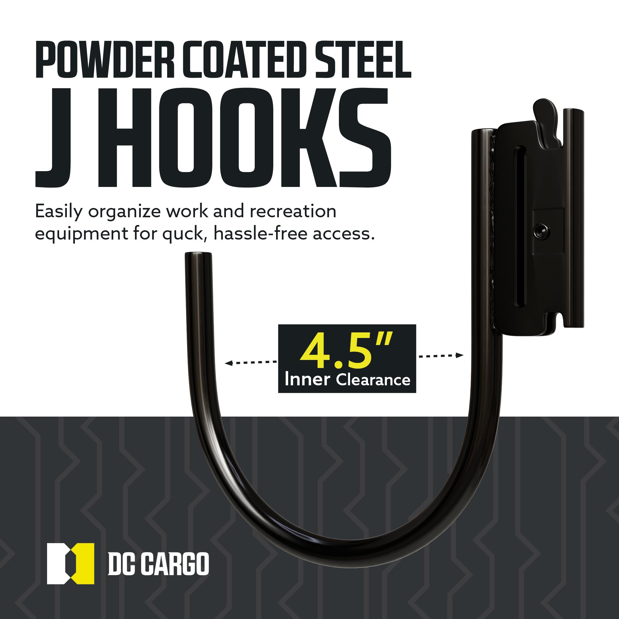 Dc Cargo - E Track J Hooks (4.5'' - 4 Pack) - Large Heavy Duty Accessories - Hanging Hook For Your Etrack Rail System - Use In E