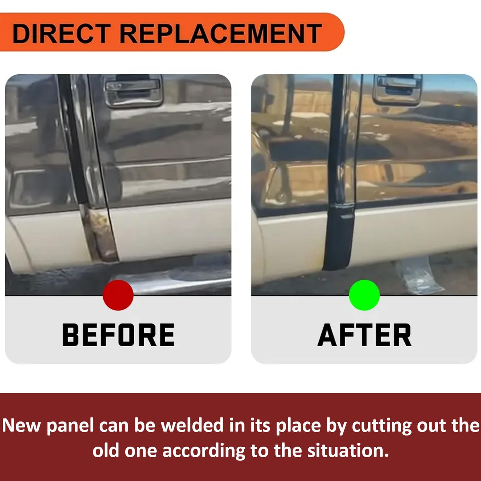 Wocch F150 Cab Corners Steel Panel Cover for Ford F150 Crew Cab 2009-2014, Black, Model F150-09BJ