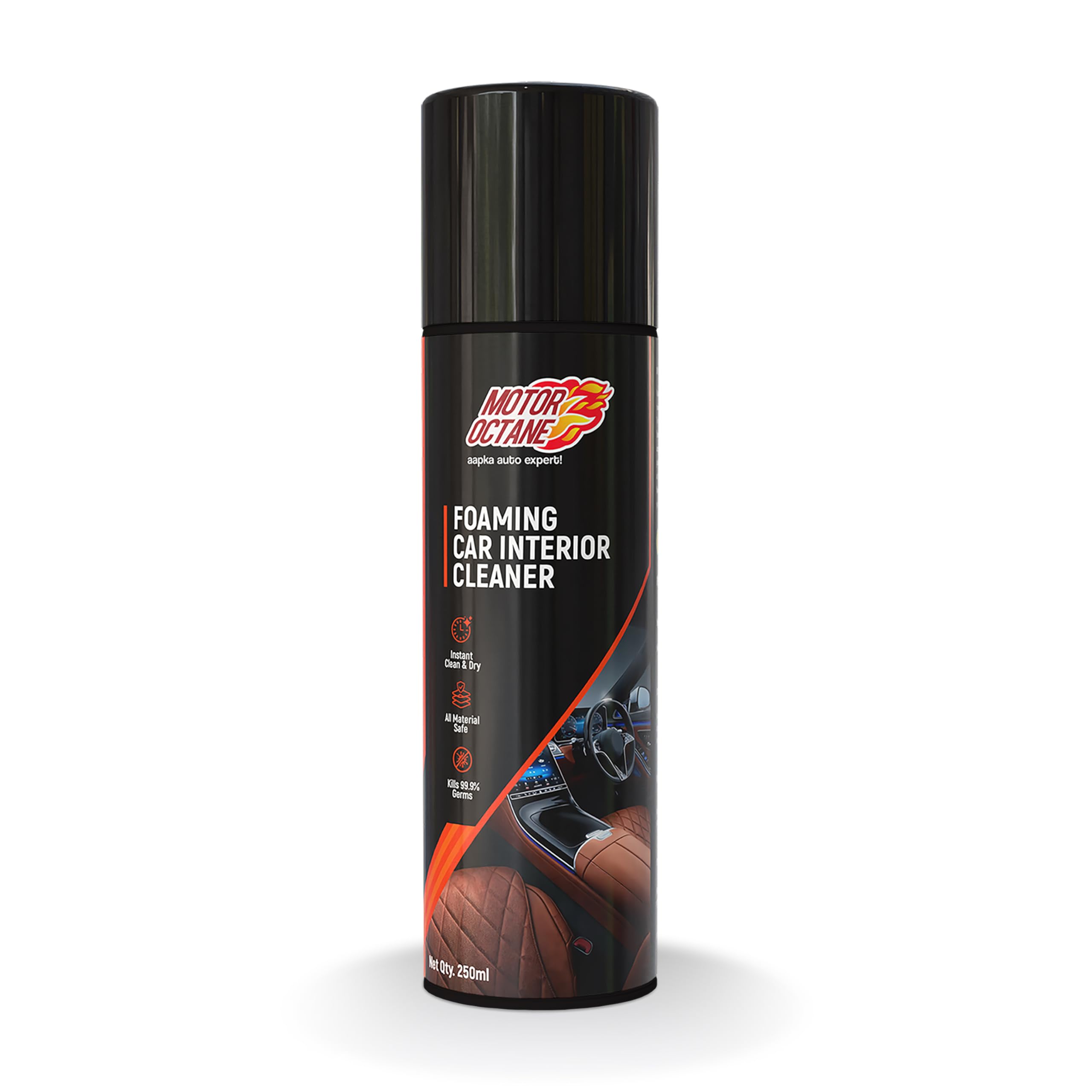 MotorOctane Foaming Car Interior Cleaner |250 ml (260g) | Kills 99.9% Germs | MultiSurface Cleaner for Upholstery, Dashboard, L