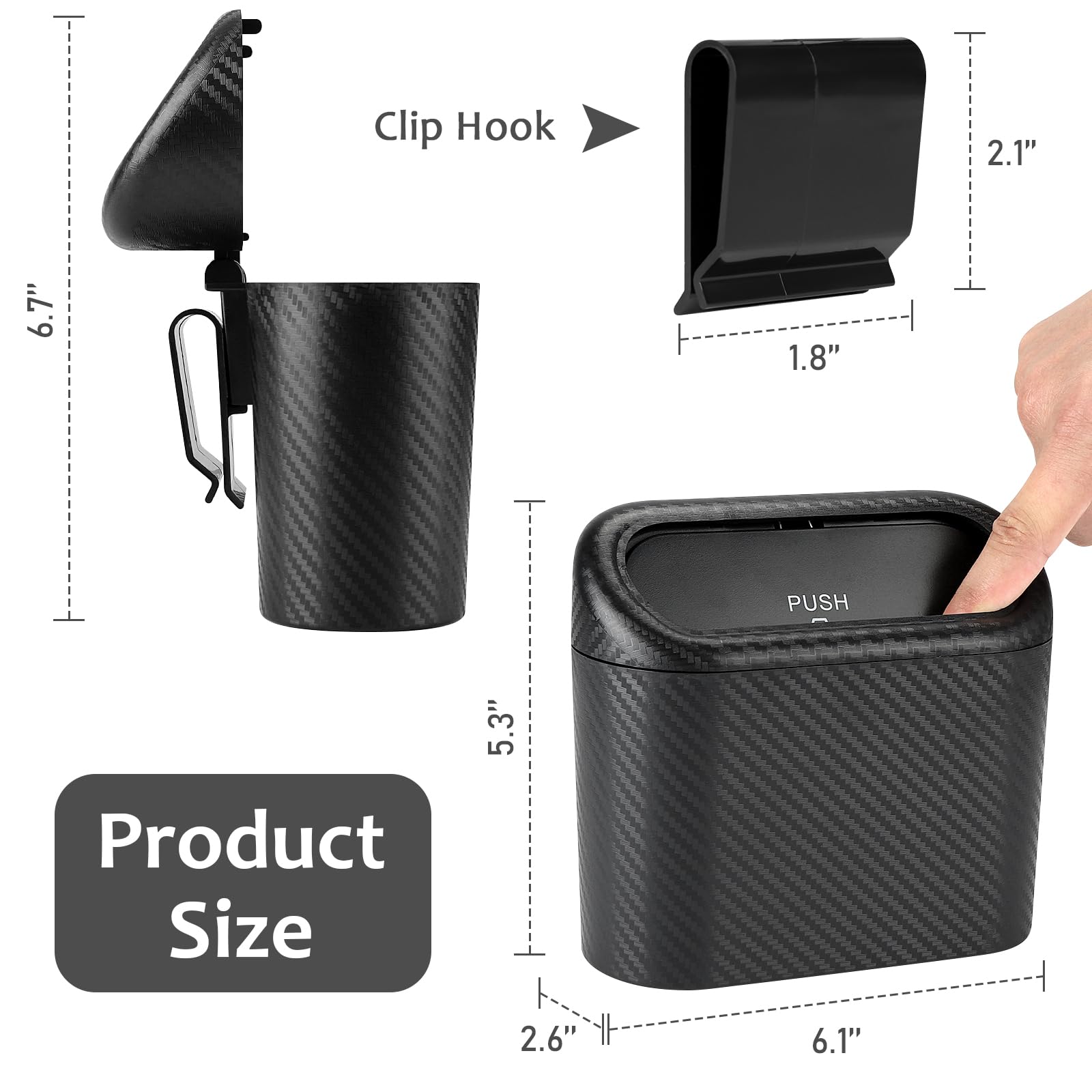 Accmor Car Trash Can With Lid, 2 Pack Mini Vehicle Trash Bin, Small Car Dustbin Garbage Organizer Holder With 2 Roll Trash Bag,