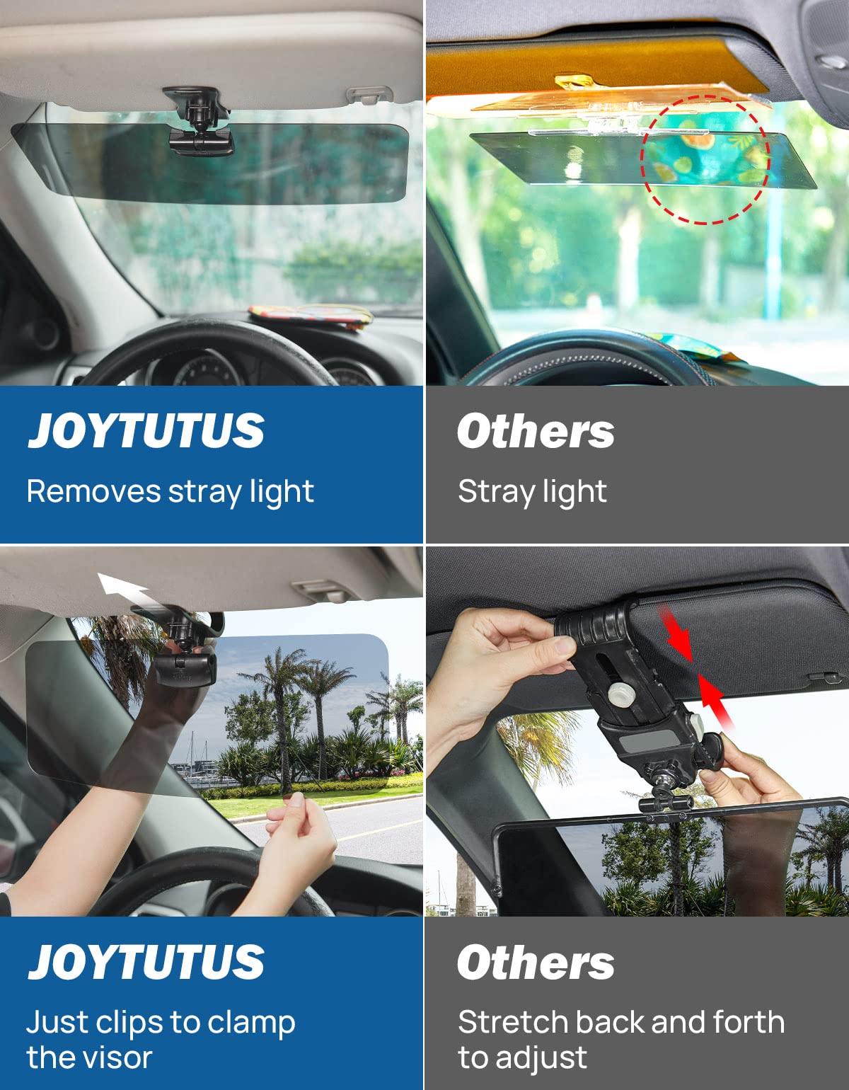 Joytutus Sun Visor For Suv, 2 Pack Polarized Sun Visor Extender For Truck, Universal Uv400 Car Visor Extension Anti-Glare Easy T