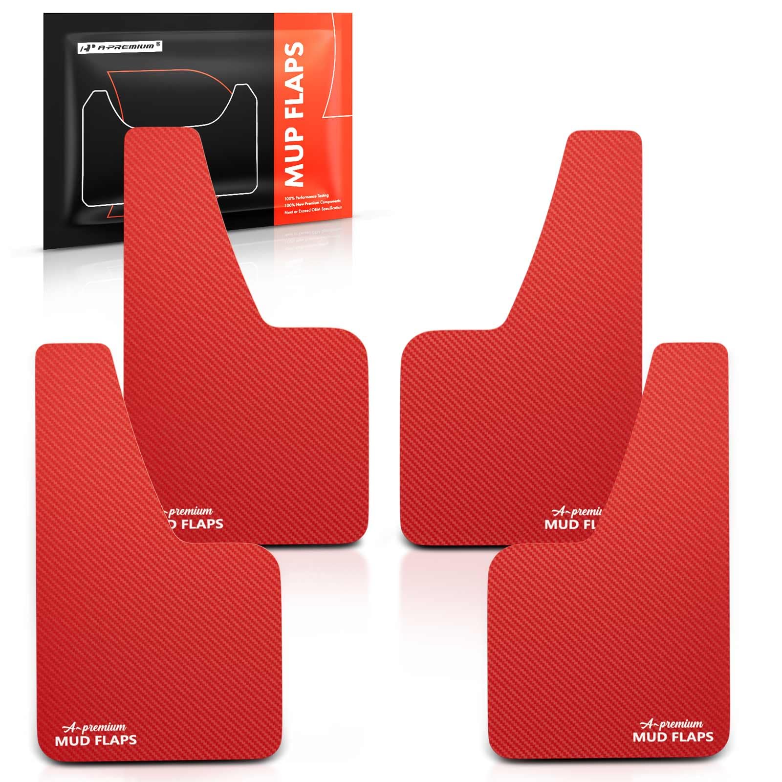 A-Premium 4 Pcs Red Universal Splash Guards Mud Flaps Mudflaps Mudguard Fender Flares For Car Sedan Coupe With Hardware Front An