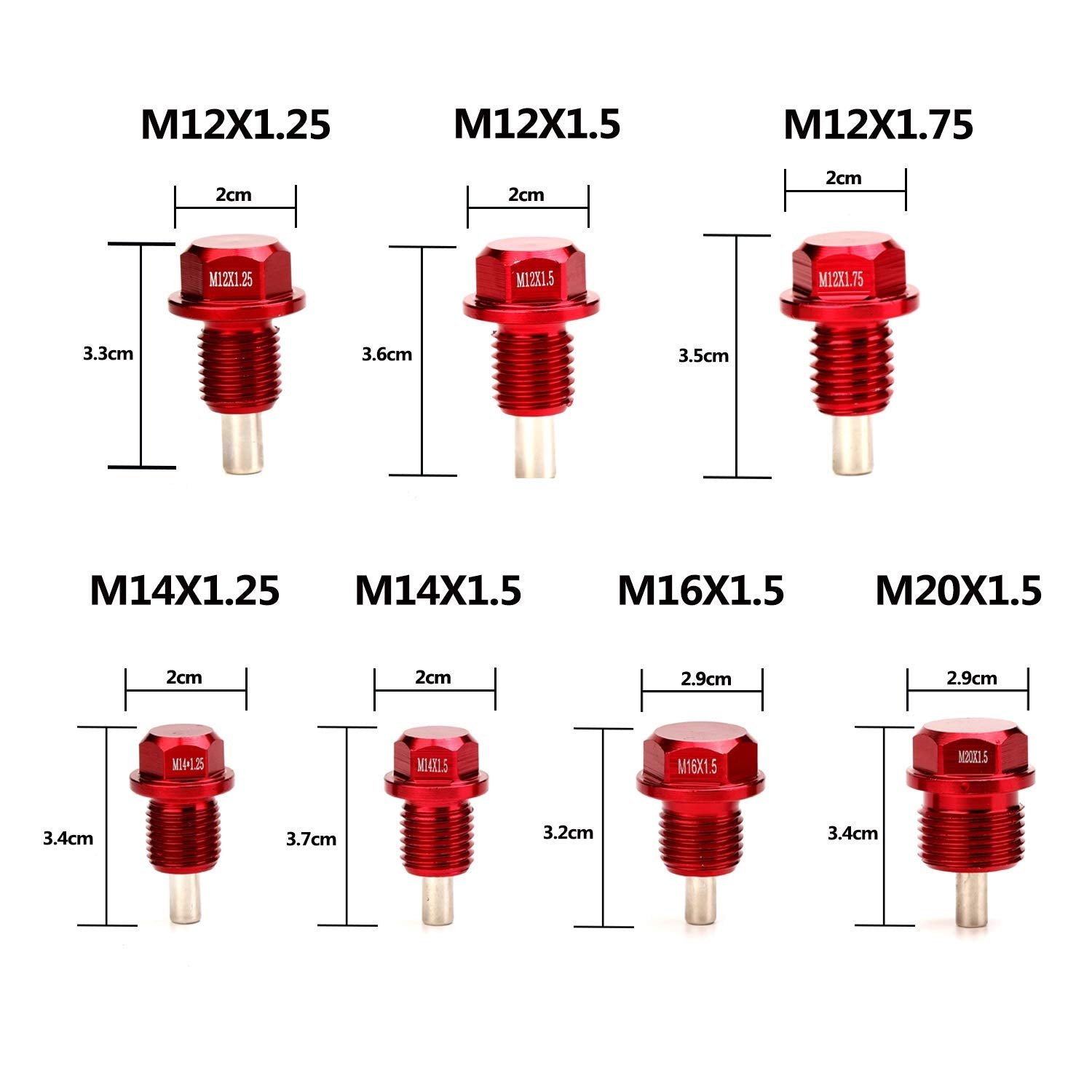Magnetic Oil Drain Plug Magnetic Sump Drain Nut Oil Drain Bolt (14X1.5, Red)