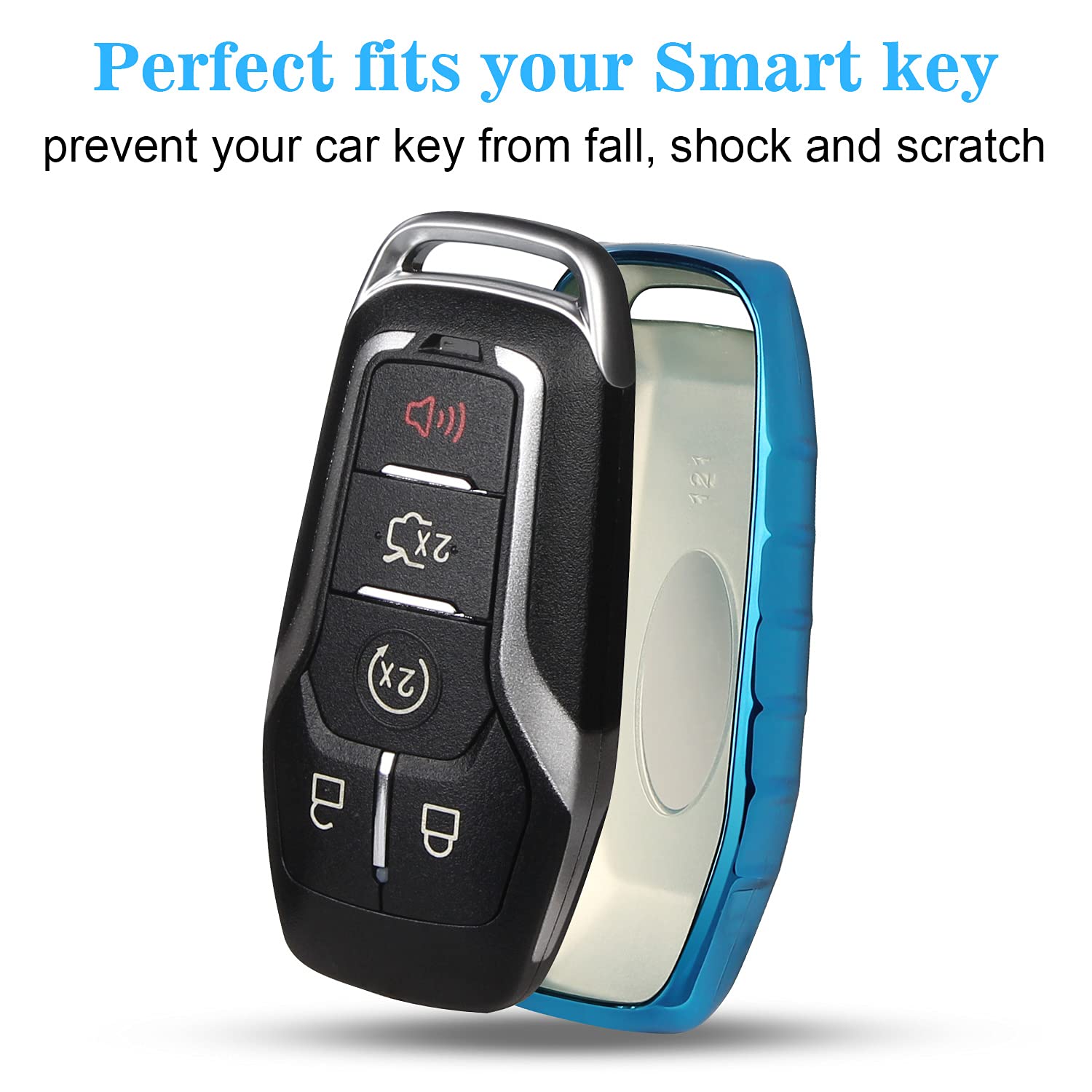 Qbuc For Ford Key Fob Cover,Tpu Car Key Case Protector With Keychain Compatible With Ford Fusion F-150 Edge Explorer Mustang Lin