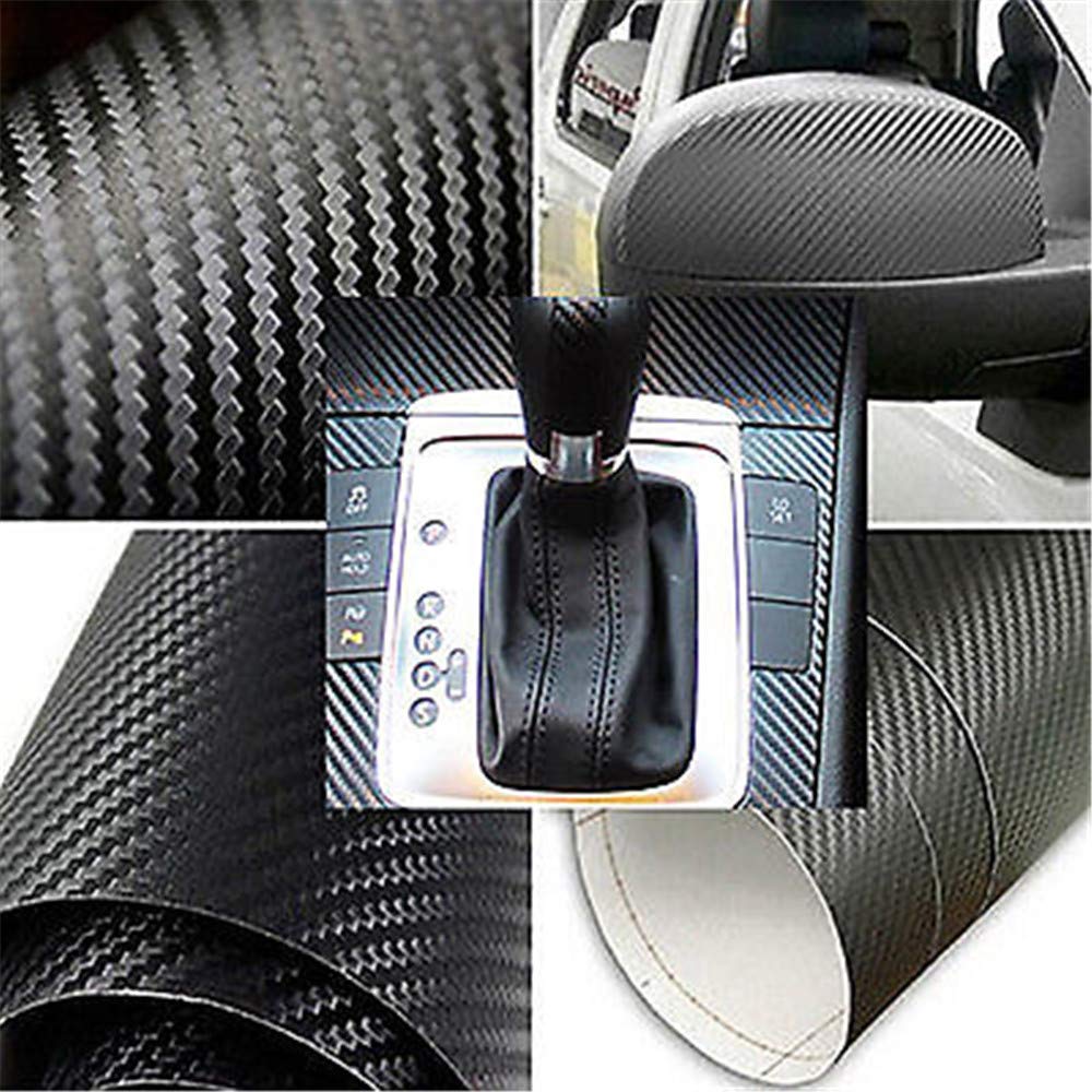 Diyah 3D Black Carbon Fiber Film 108'' X 48'' / 9 Ft X 4 Ft Twill Weave Vinyl Sheet Roll Wrap Diy Decals
