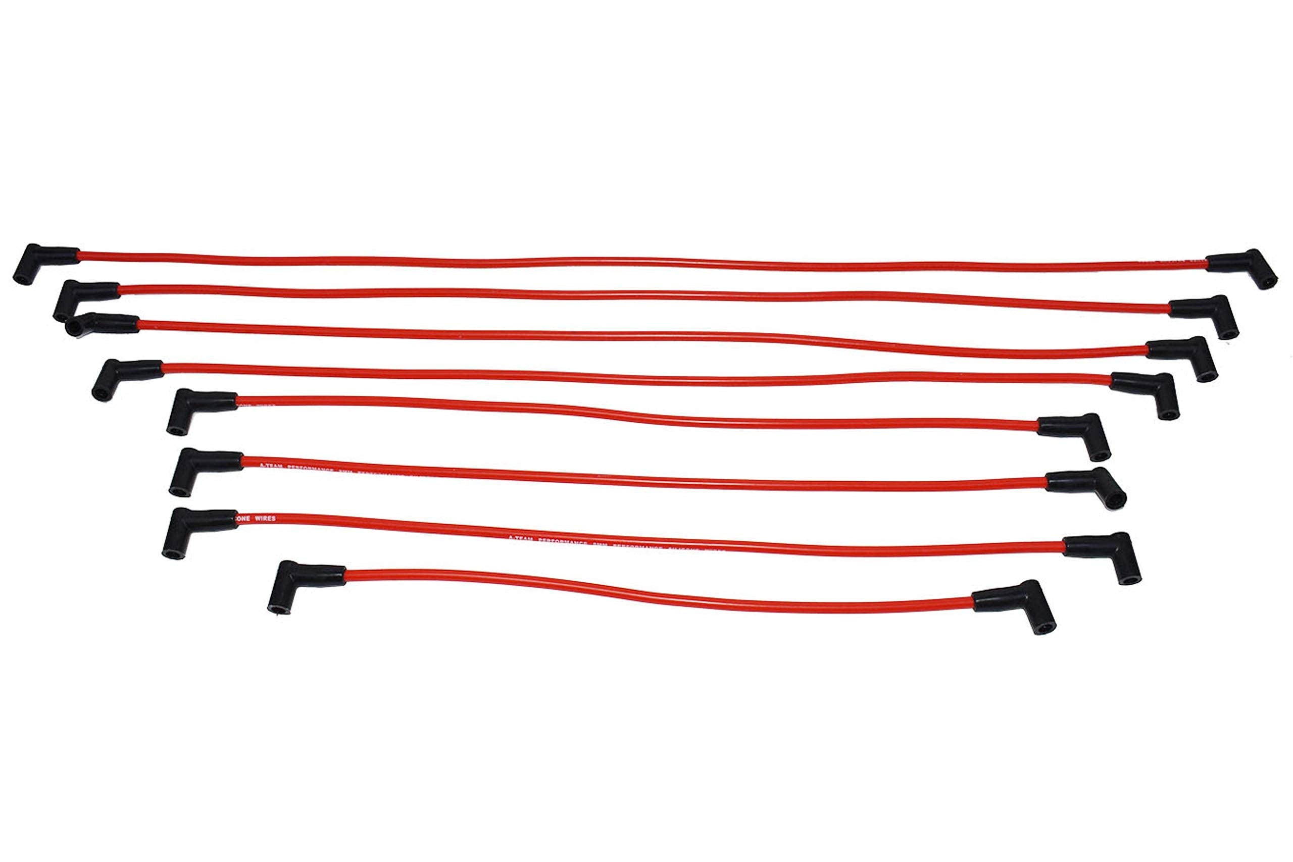 A-Team Performance 8.0mm Red Silicone Spark Plug Wires for Chevrolet SBC, GMC - HEI Compatible, Under Exhaust, 283-400