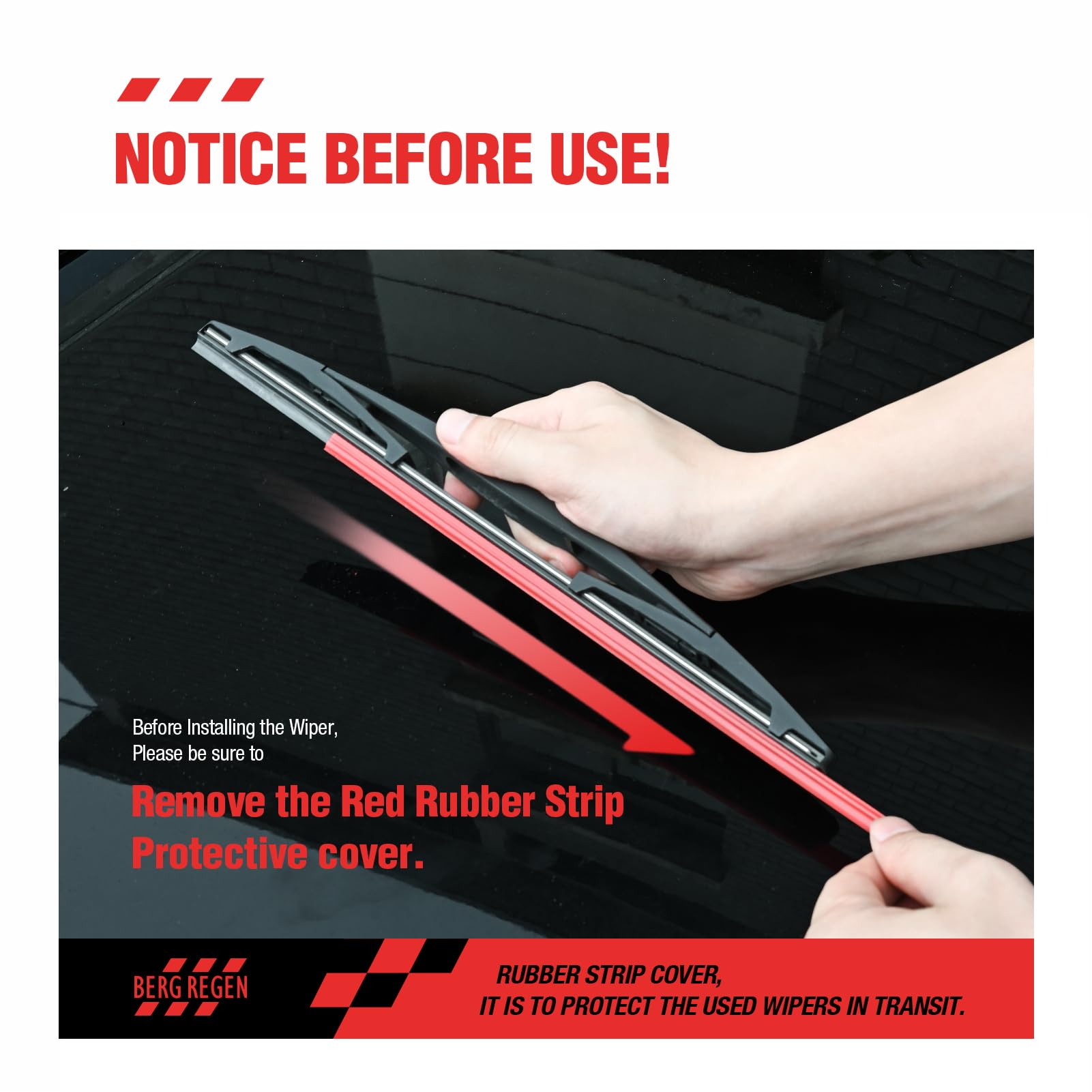 Berg Regen Rear Wiper Blades 10 Inch(10-B), Replacement For Honda Hr-V 22-16, Mitsubishi Outlander Sport 21-11, Infiniti Qx56 13