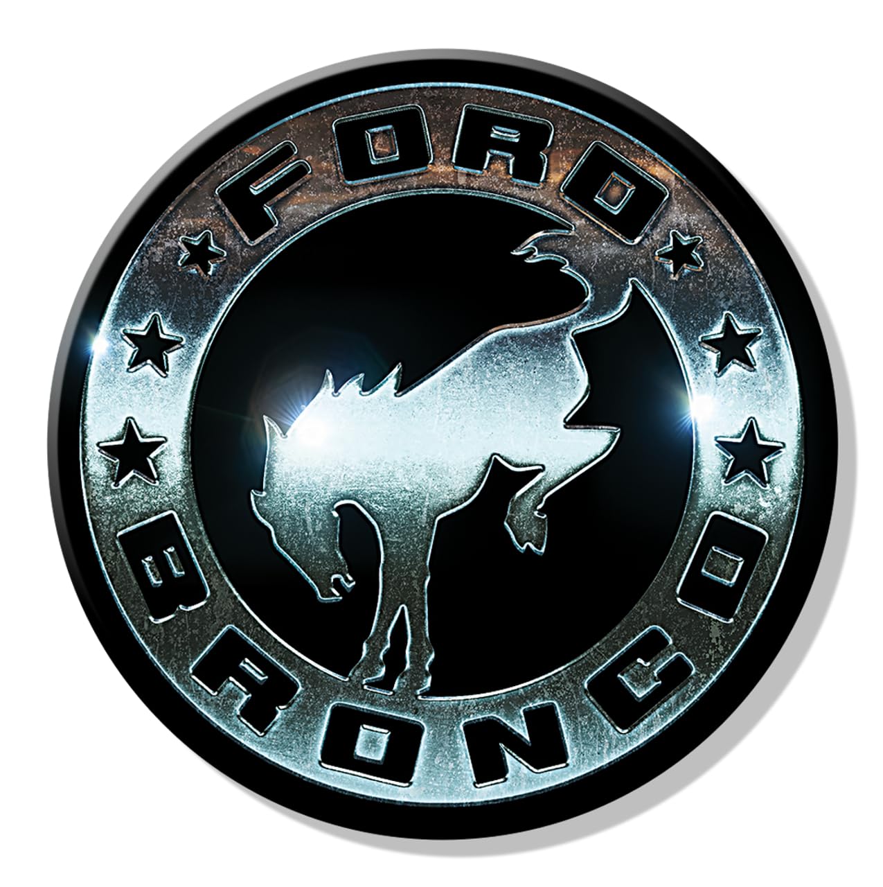 Desperate Enterprises Ford Bronco Badge Round Refrigerator Magnet - Funny Fridge Magnets for Work, Home & School - Made in The U