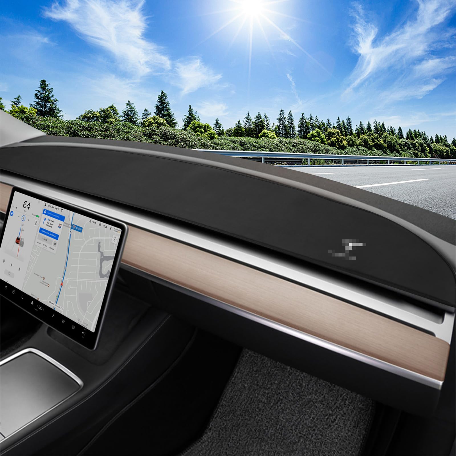 New Version Dashboard Cover for Tesla Model 3 2024 2025, Flannel Dash Cover with Silicone Anti-Slip, Model 3 Accessories Interio