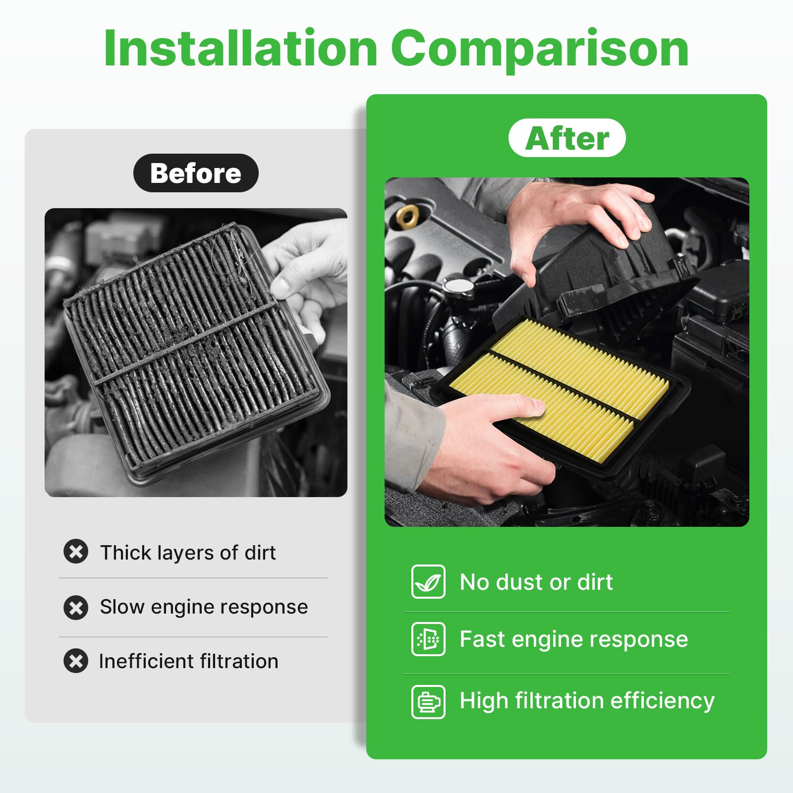 RVgolf 2PCS Engine Air Filter Fit for Nissan Rogue Sport 2017-2022 2.0L, Nissan Rogue 2014-2020 2.0L/2.5L, Nissan Qashqai 2017-2