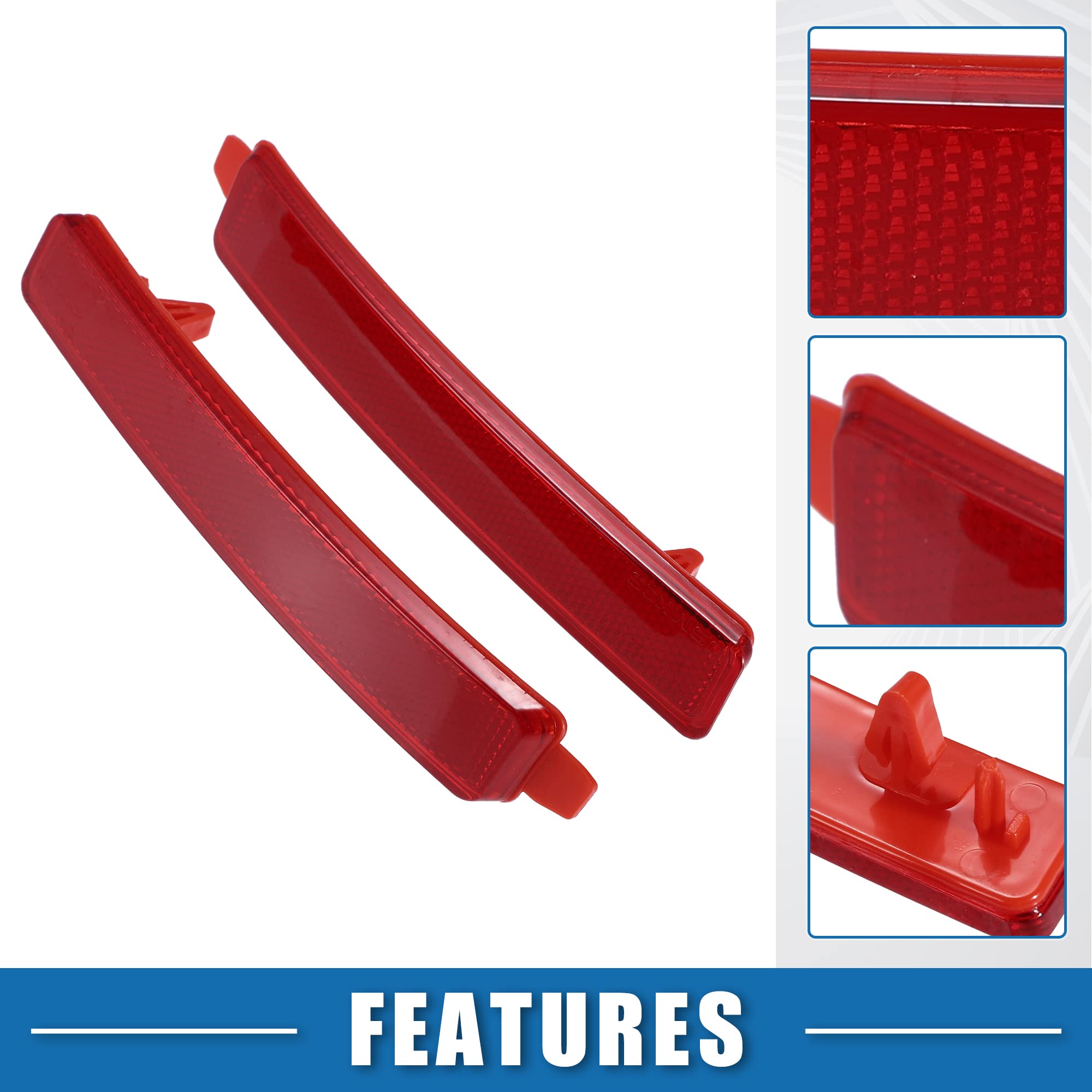 A ABSOPRO Car Rear Left Right Bumper Reflector 25881881 25881882 for GMC Acadia 2007-2012 for Cadillac SRX 2010-2016 Plastic Red