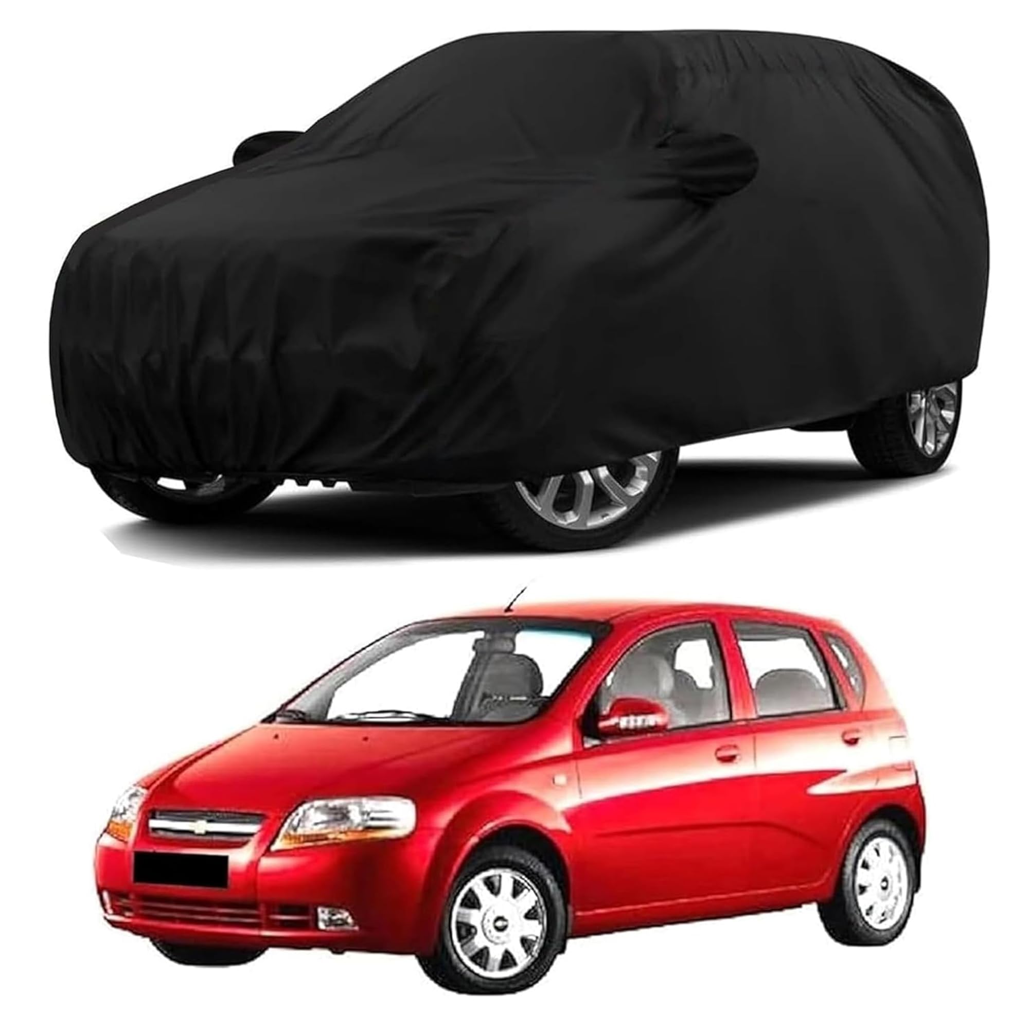 Sulfar 100% Water Resistant Car Body Cover Compatible with Mirror & Antenna Pockets for Chevrolet Aveo UVA (Triple Stitched, Ful