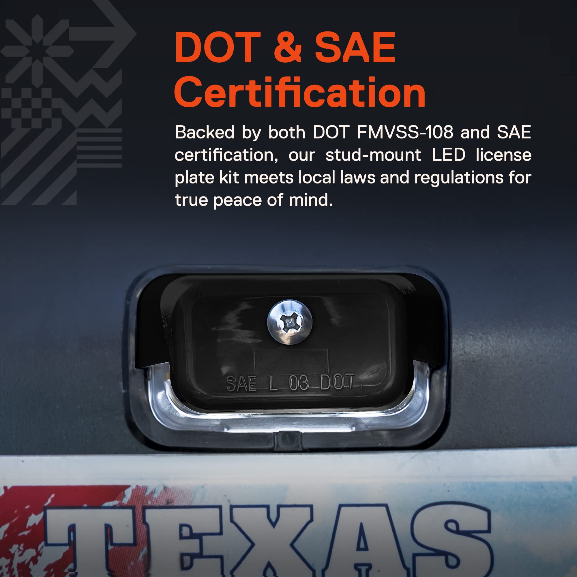 True Mods Led License Plate Light For Trailer [Stud Mount] [Dot Fmvss 108] [Sae L] [Black-Finish] [Waterproof] [12V Dc] License