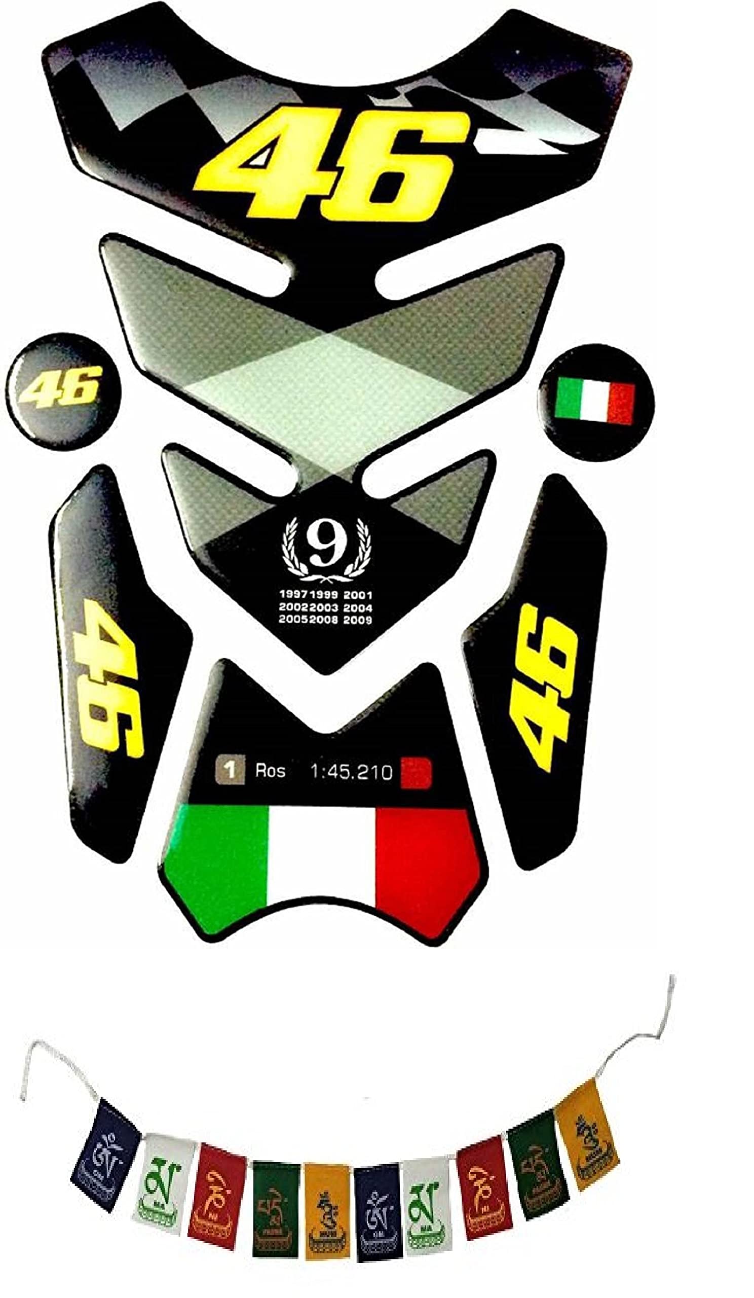 Acube Mart 46 Rossi Tank Pad Universal For All Bike + Ladakh Flag